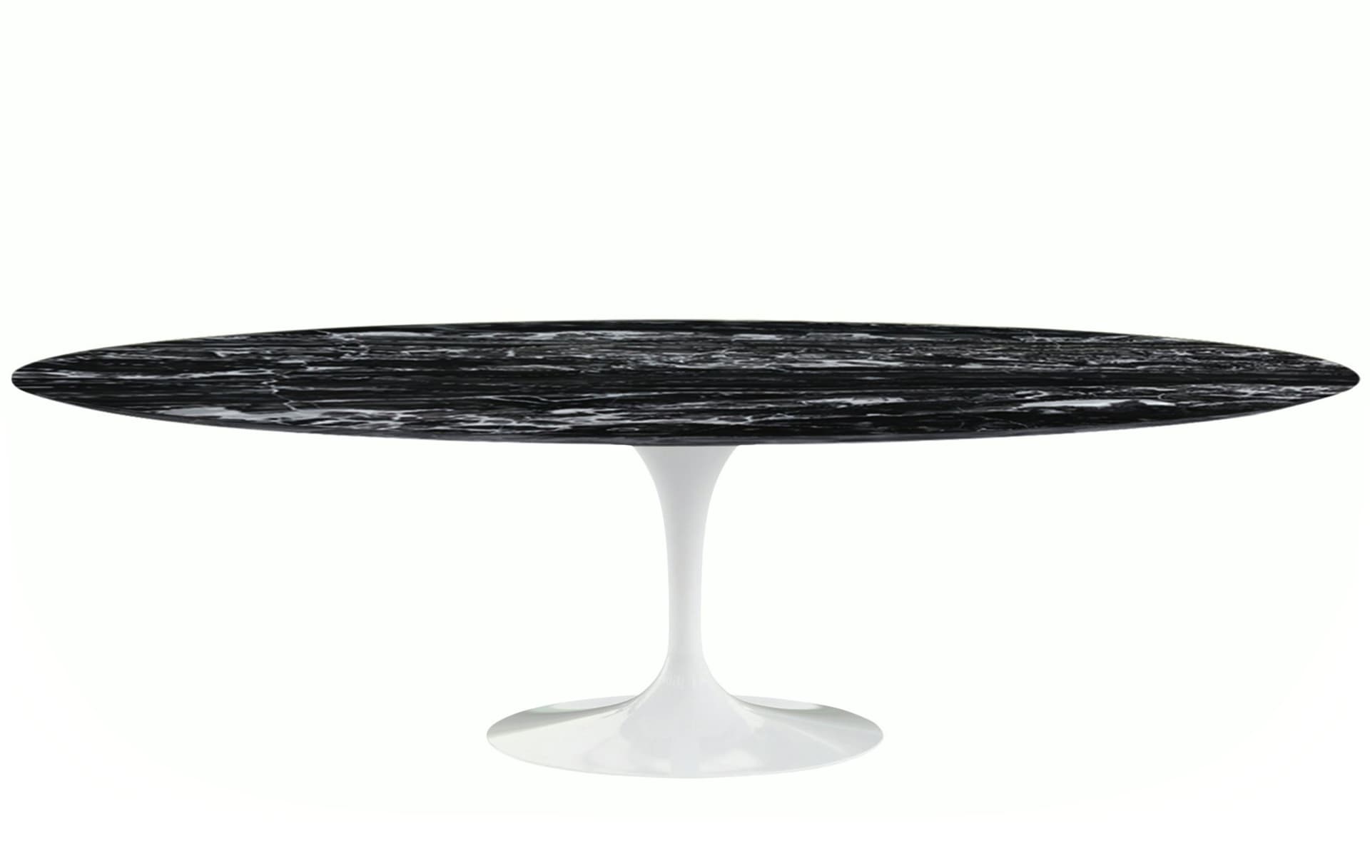 saarinen dining table - 96" oval / high gloss - white / satin marble - portoro