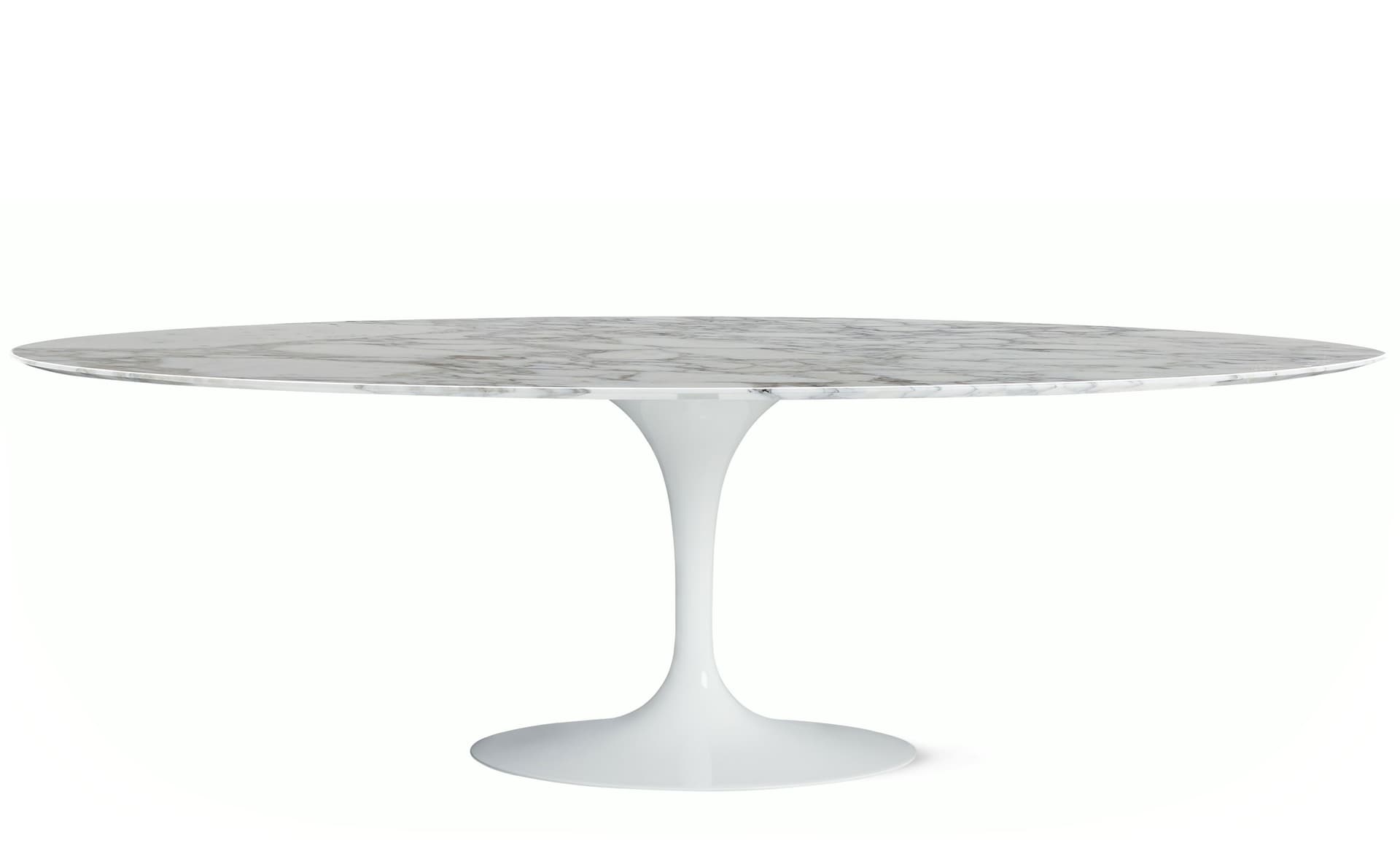 saarinen dining table - 96" oval / high gloss - white / satin marble - arabescato