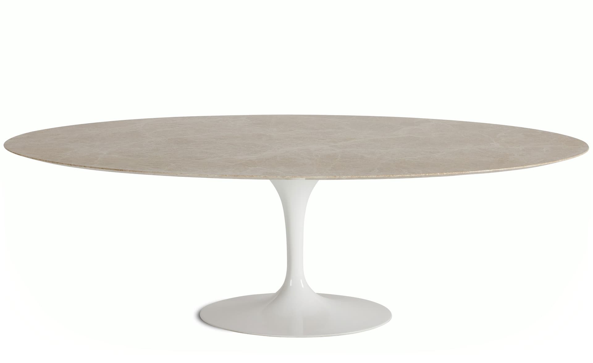 saarinen dining table - 96" oval / high gloss - white / polished marble - emperador light