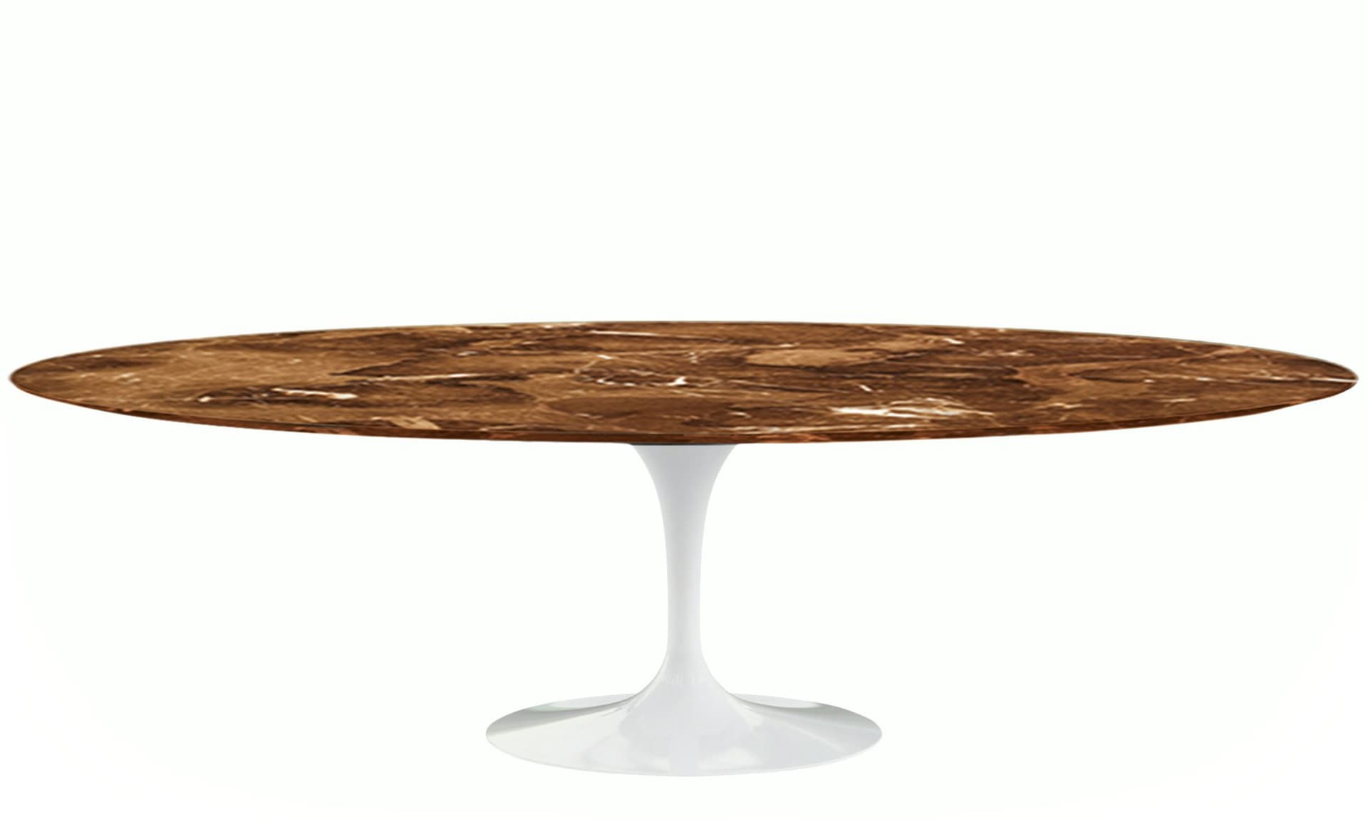 saarinen dining table - 96" oval / high gloss - white / satin marble - espresso