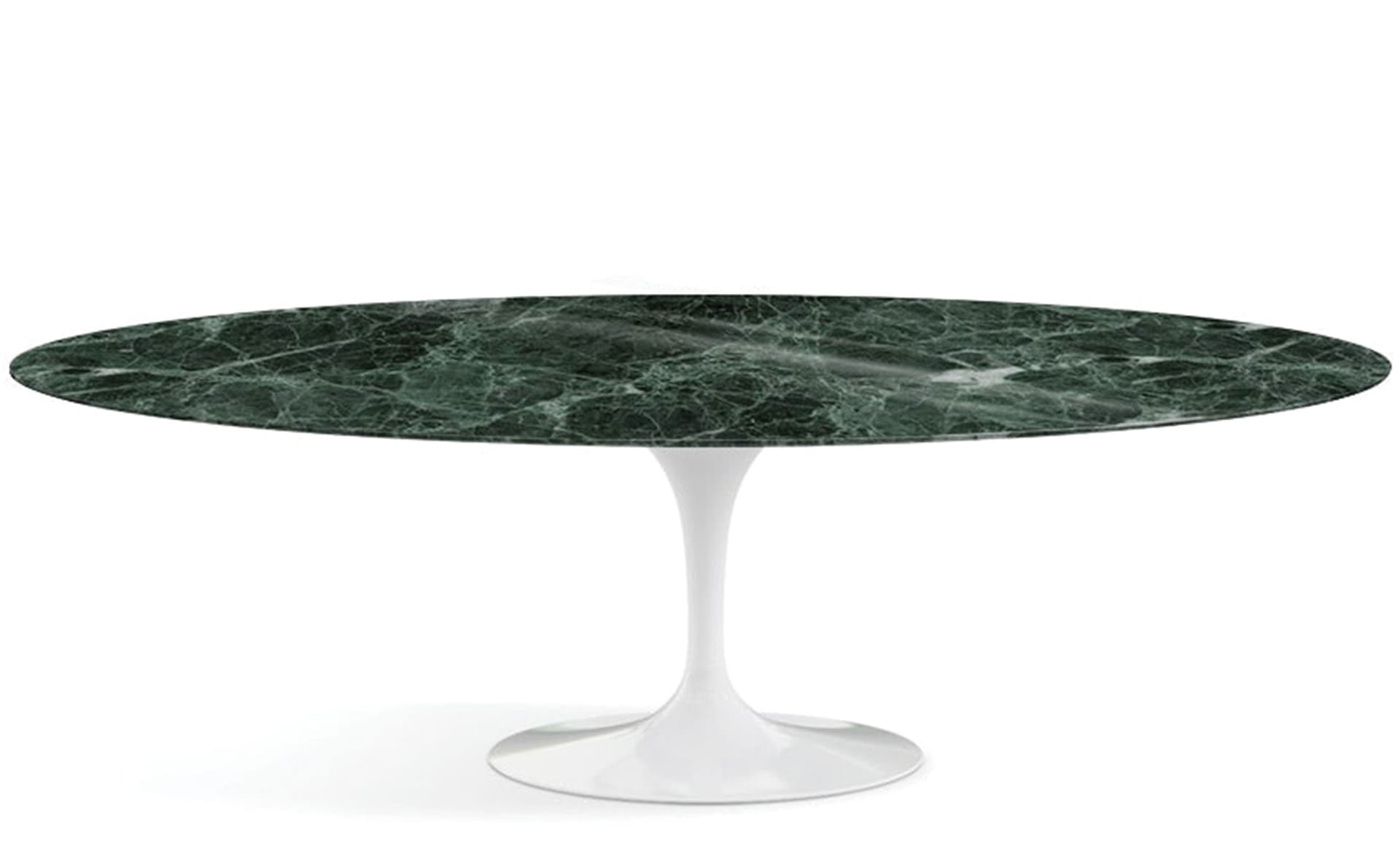 saarinen dining table - 96" oval / high gloss - white / polished marble - verde alpi