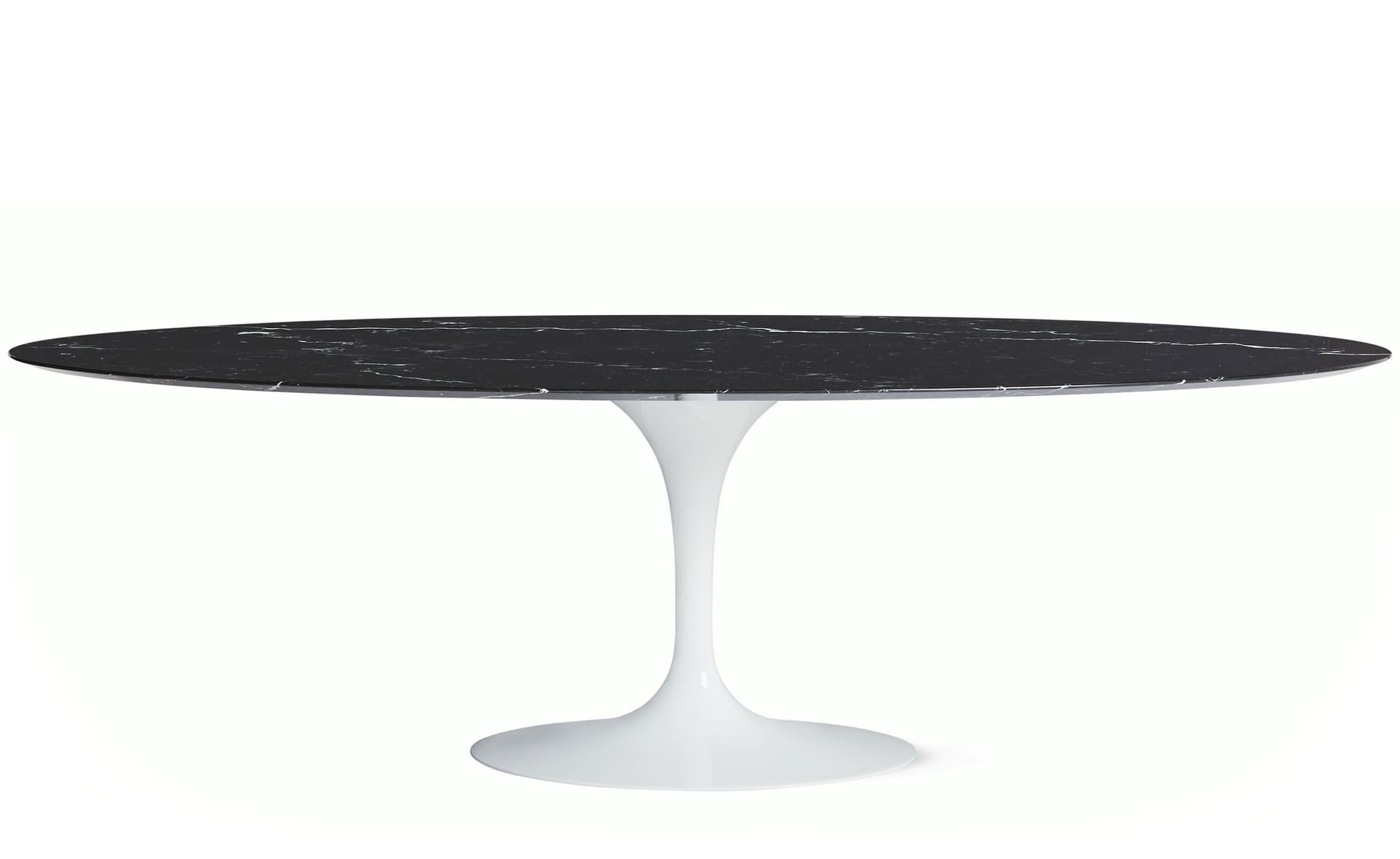 saarinen dining table - 96" oval / high gloss - white / satin marble - nero marquina