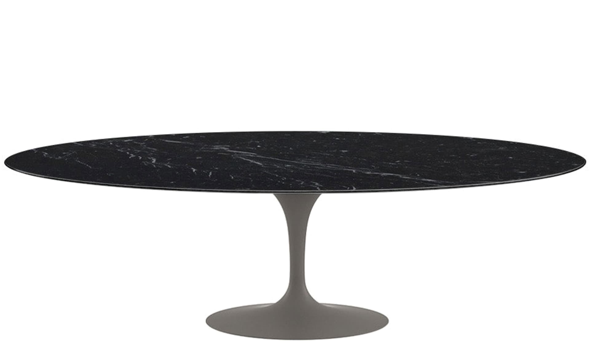 saarinen dining table - 96" oval / satin - grey / polished marble - nero marquina