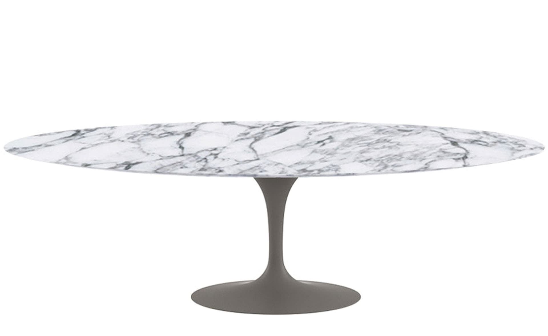 saarinen dining table - 96" oval / satin - grey / polished marble - arabescato