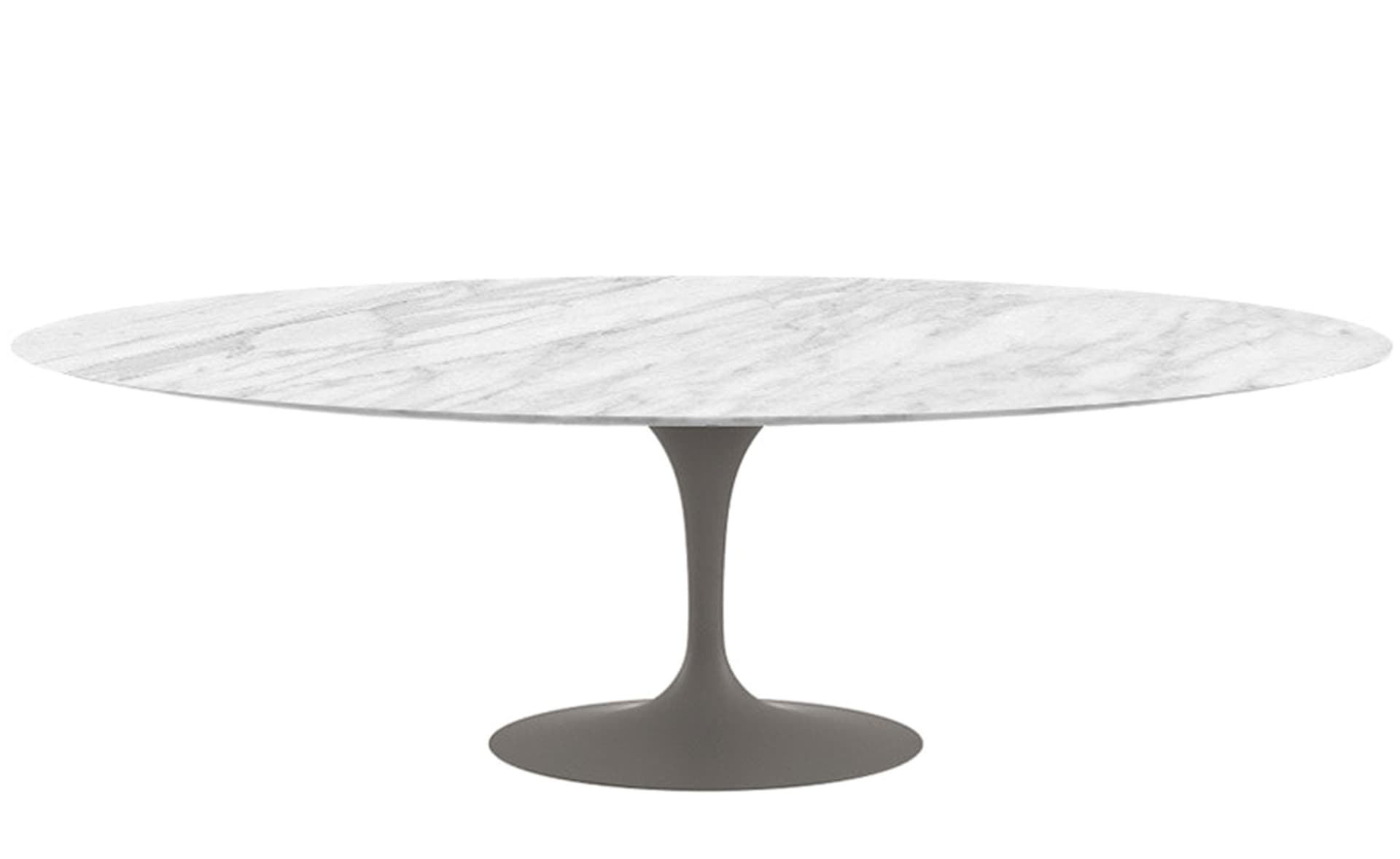 saarinen dining table - 96" oval / satin - grey / satin marble - carrara
