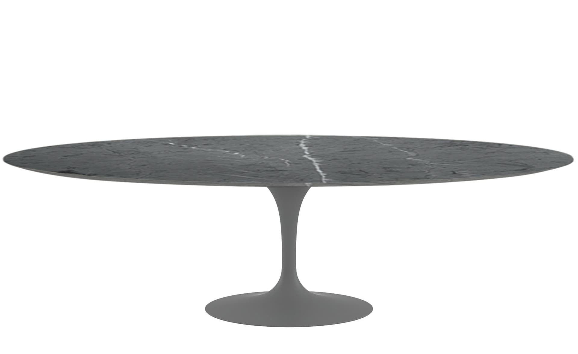 saarinen dining table - 96" oval / satin - grey / polished marble - grigio marquina