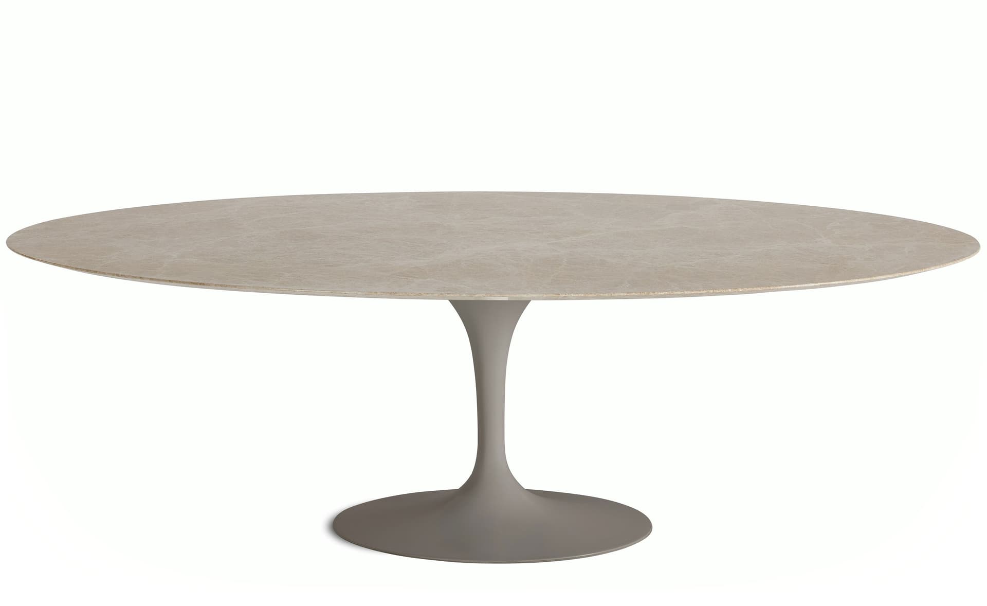 saarinen dining table - 96" oval / satin - grey / satin marble - emperador light