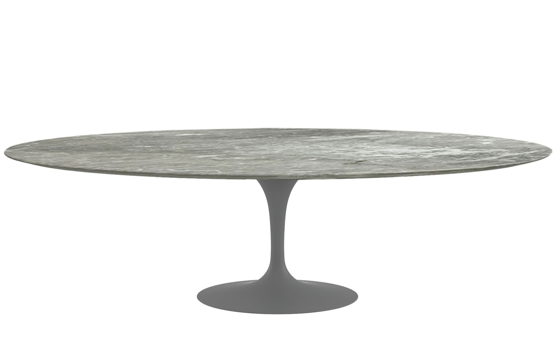 saarinen dining table - 96" oval / satin - grey / polished marble - grey