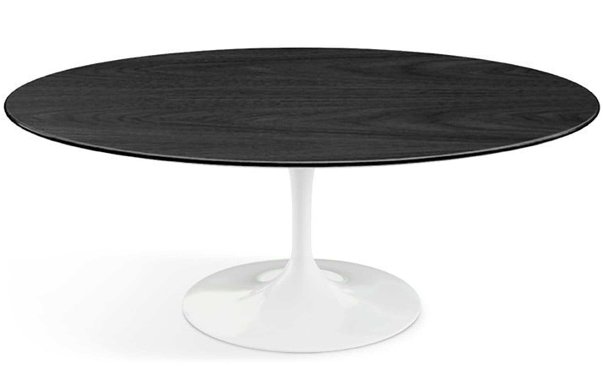 saarinen coffee table - 42" oval / high gloss - white / veneer - ebonized walnut