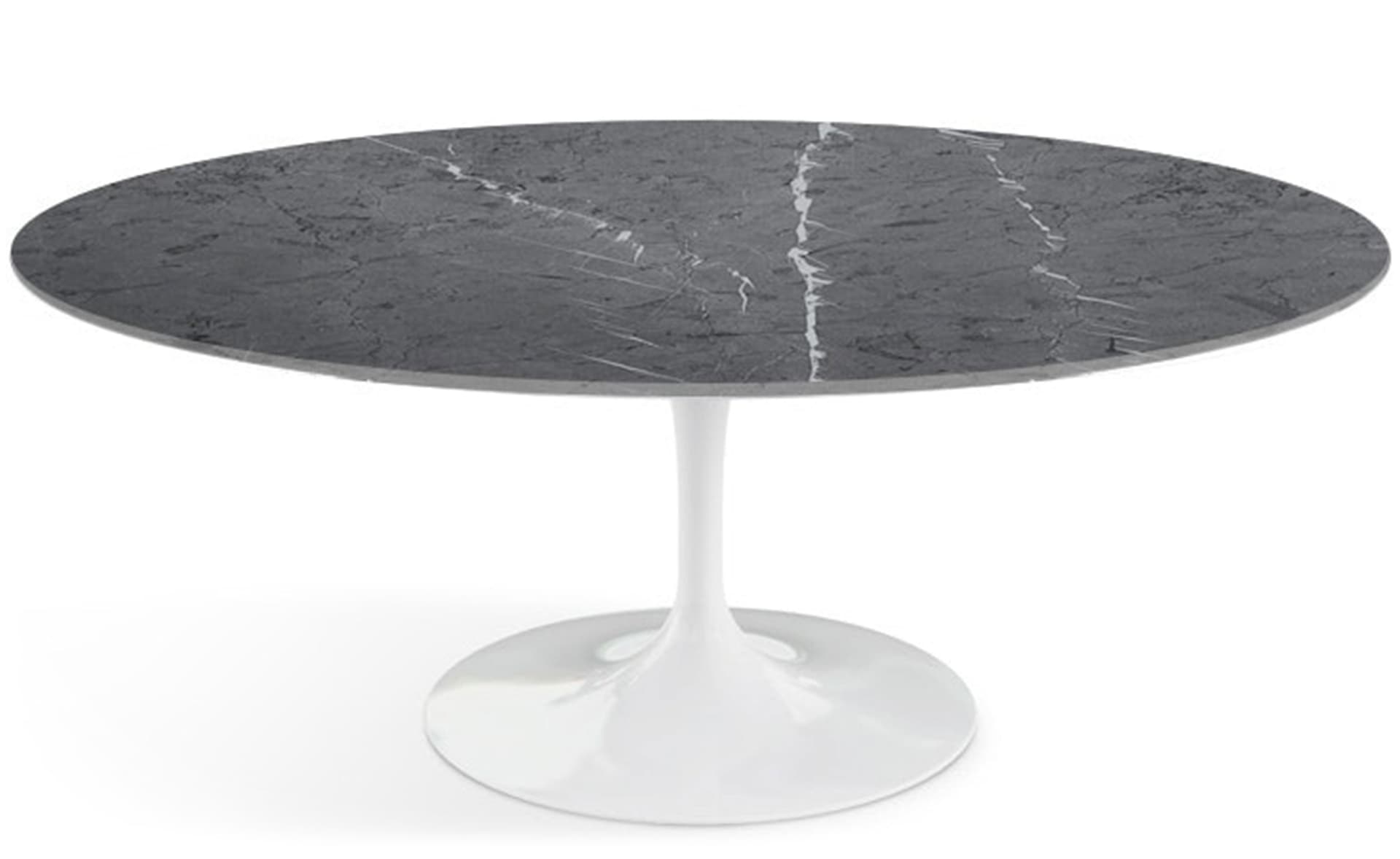 saarinen coffee table - 42" oval / high gloss - white / satin marble - grigio marquina