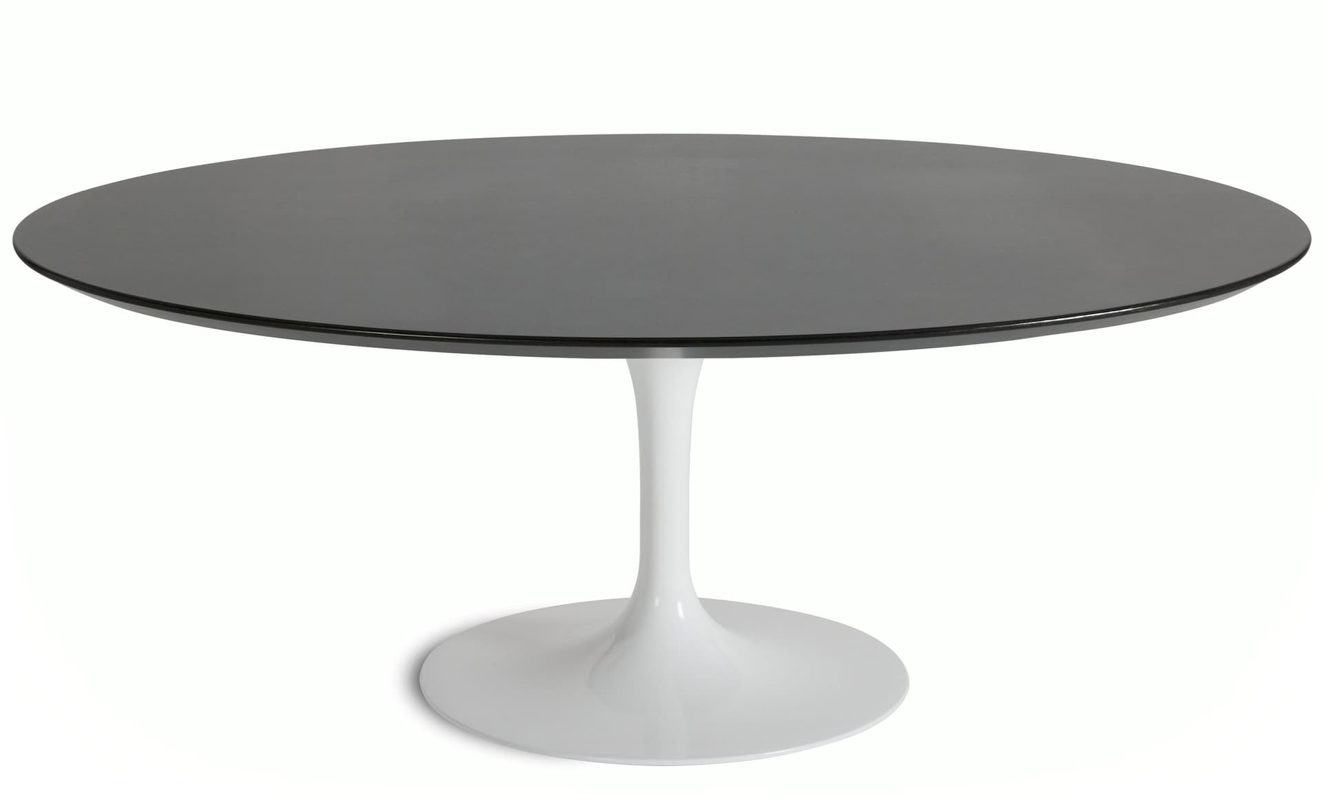 saarinen coffee table - 42" oval / high gloss - white / veneer - topo noir