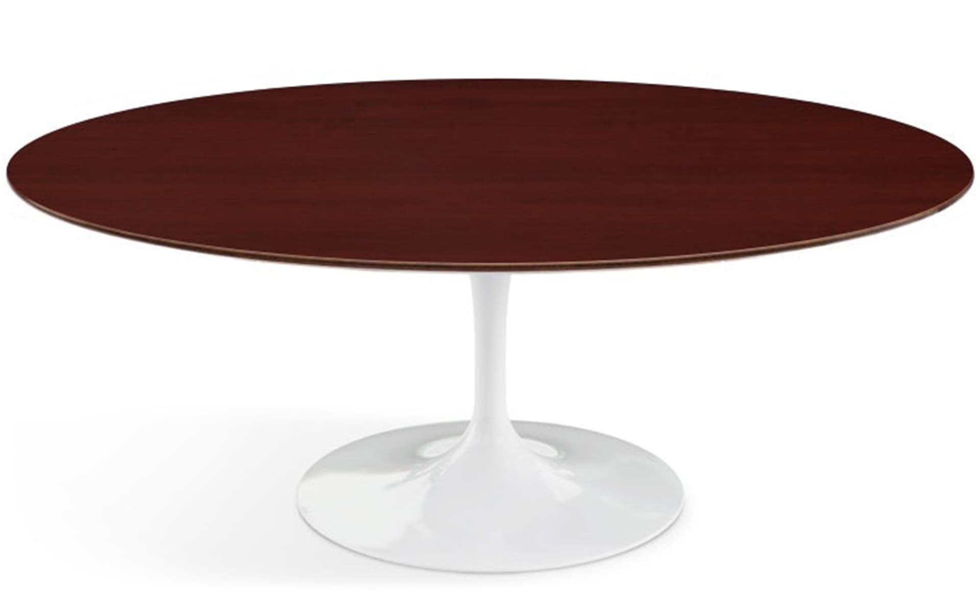 saarinen coffee table - 42" oval / high gloss - white / veneer - reff dark cherry