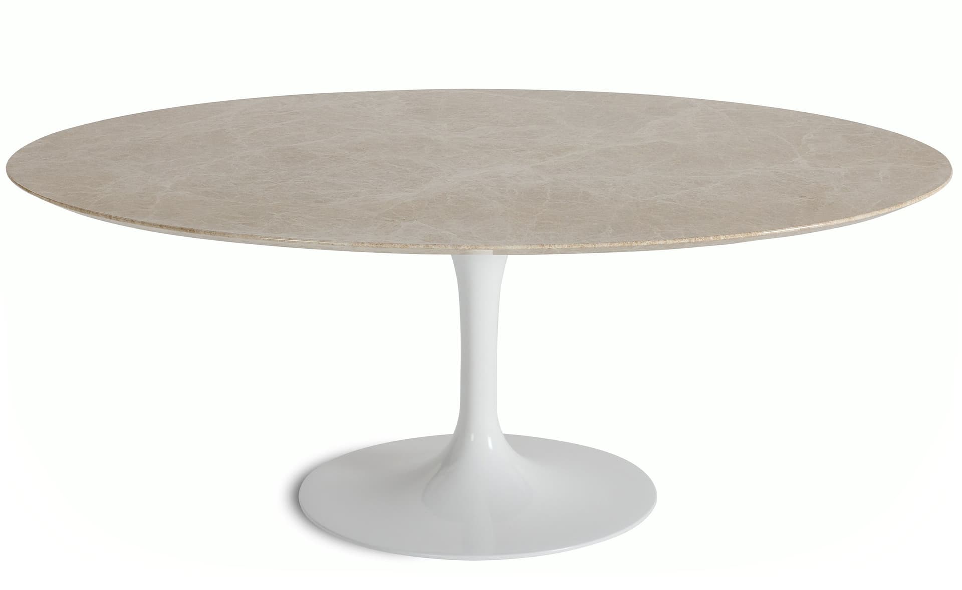 saarinen coffee table - 42" oval / high gloss - white / satin marble - emperador light