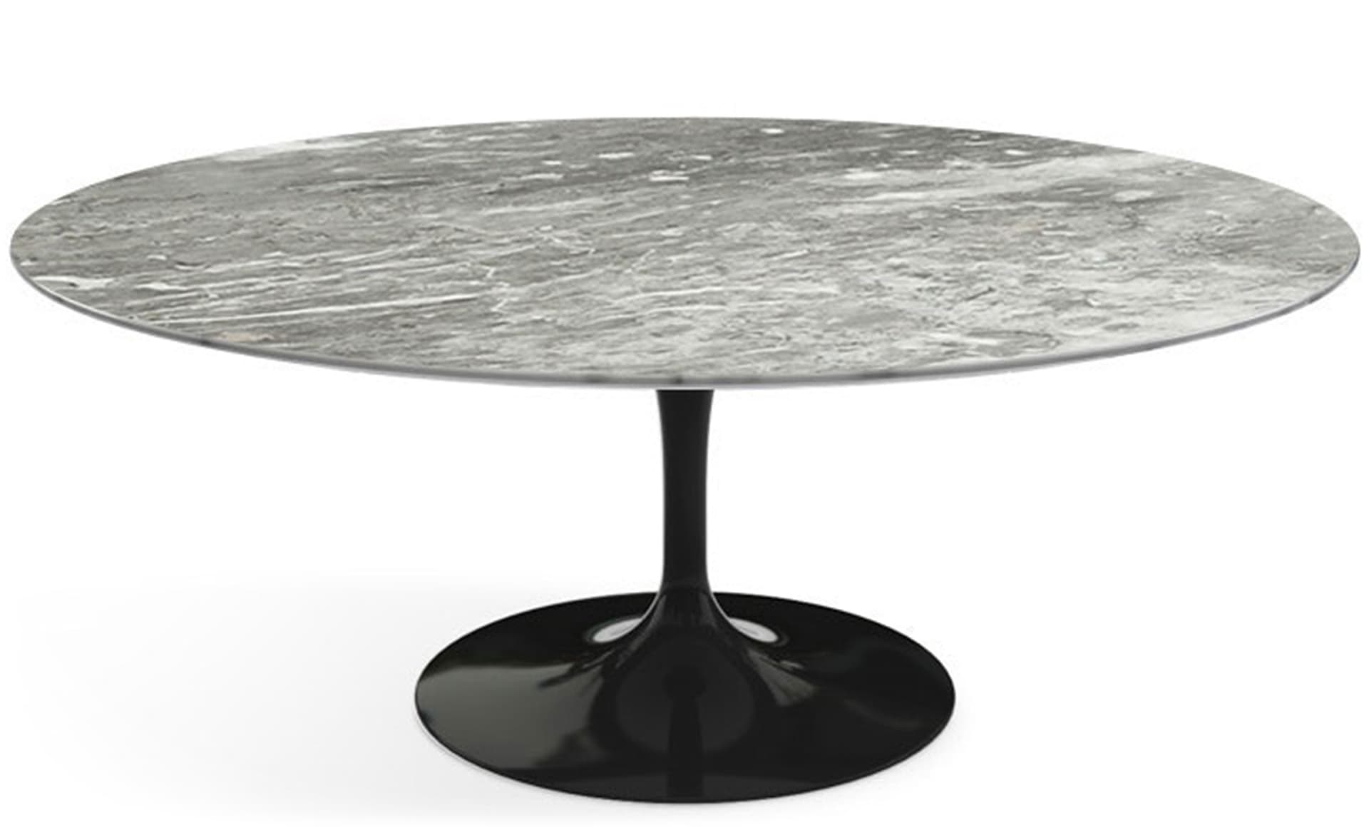 saarinen coffee table - 42" oval / high gloss - black / polished marble - grey