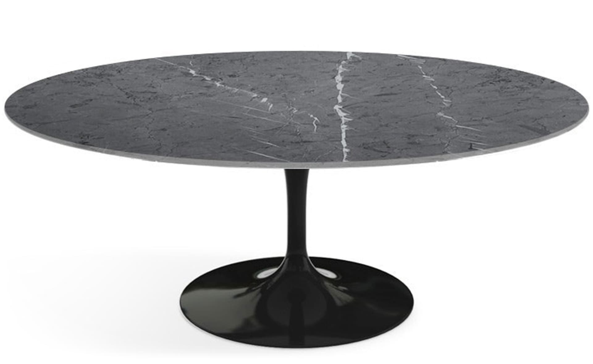 saarinen coffee table - 42" oval / high gloss - black / polished marble - grigio marquina