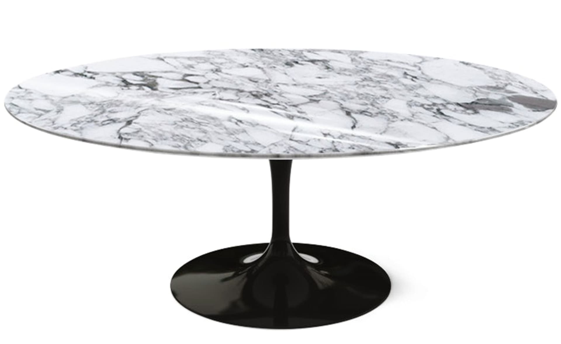 saarinen coffee table - 42" oval / high gloss - black / polished marble - arabescato