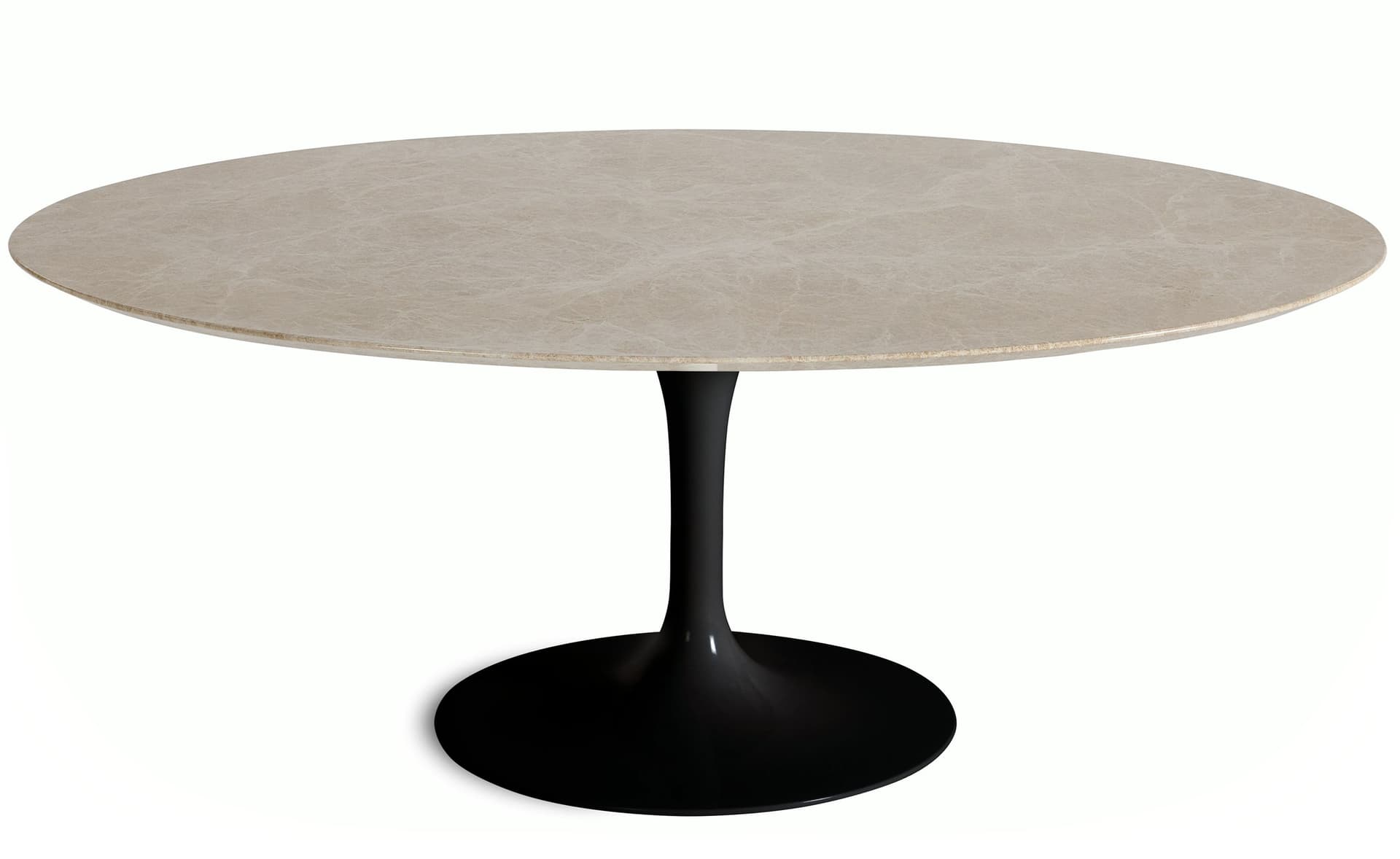 saarinen coffee table - 42" oval / high gloss - black / polished marble - emperador light