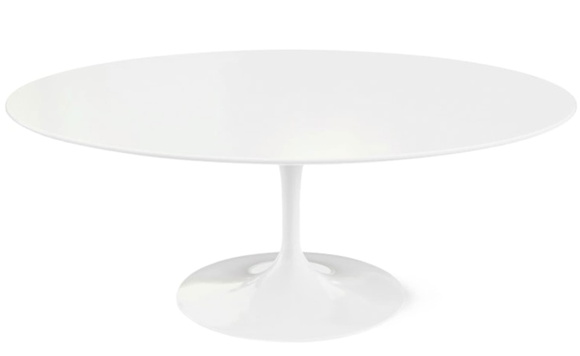 saarinen coffee table - 42" oval / high gloss - white / laminate - white