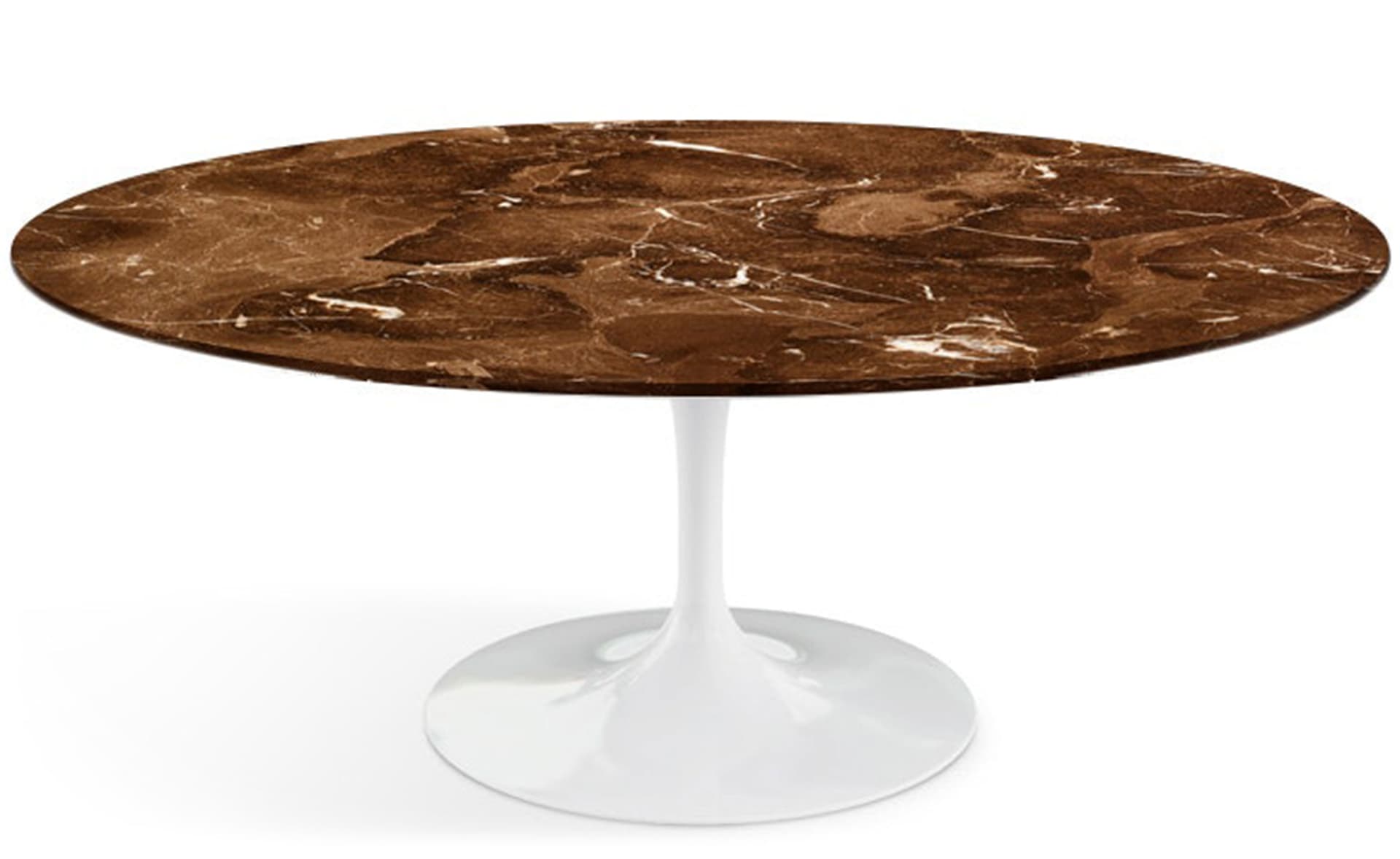 saarinen coffee table - 42" oval / high gloss - white / polished marble - espresso
