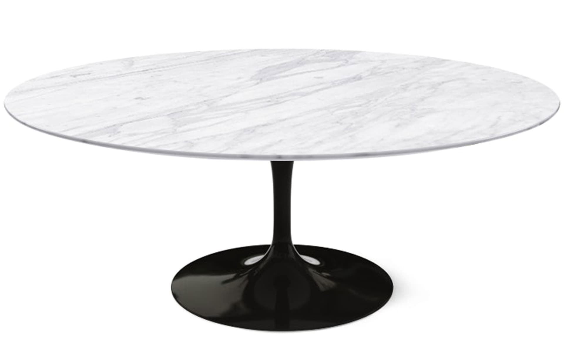 saarinen coffee table - 42" oval / high gloss - black / satin marble - carrara