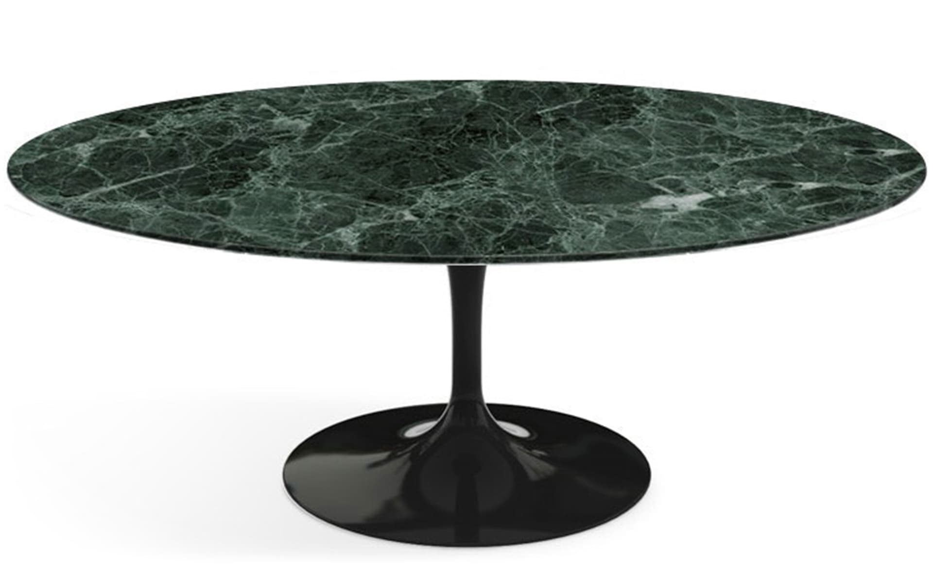 saarinen coffee table - 42" oval / high gloss - black / satin marble - verde alpi