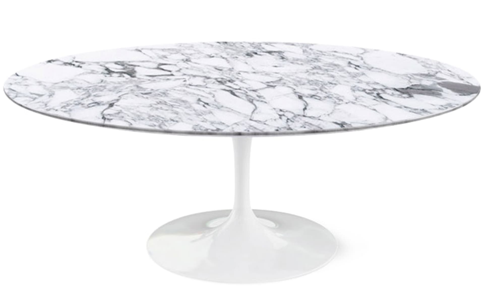 saarinen coffee table - 42" oval / high gloss - white / polished marble - arabescato