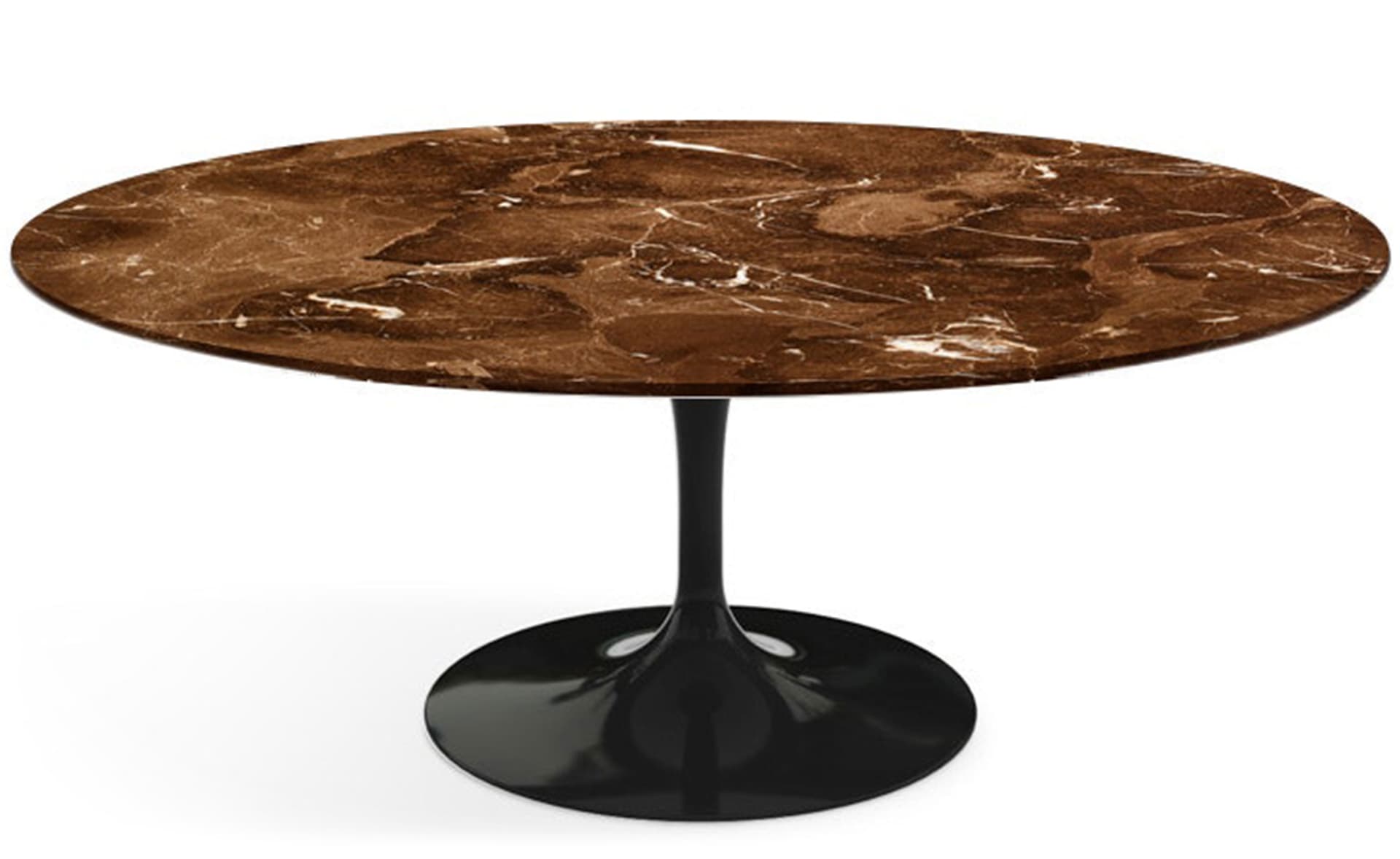 saarinen coffee table - 42" oval / high gloss - black / satin marble - espresso