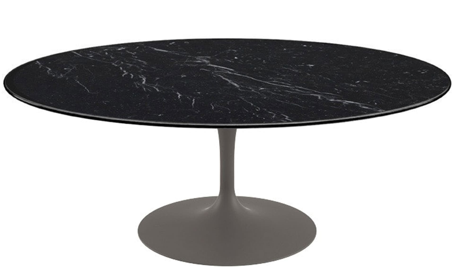 saarinen coffee table - 42" oval / satin - grey / polished marble - nero marquina