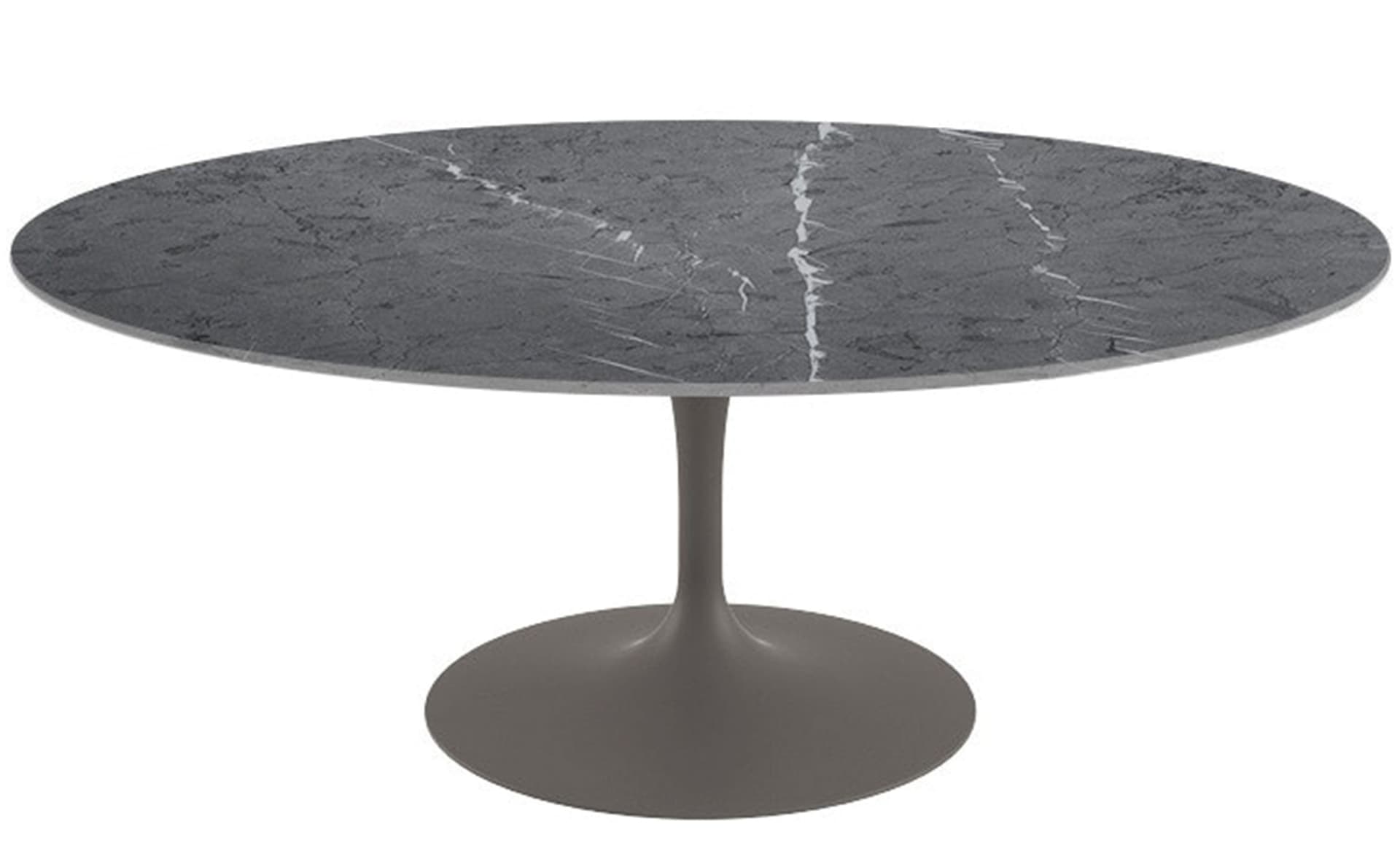 saarinen coffee table - 42" oval / satin - grey / polished marble - grigio marquina