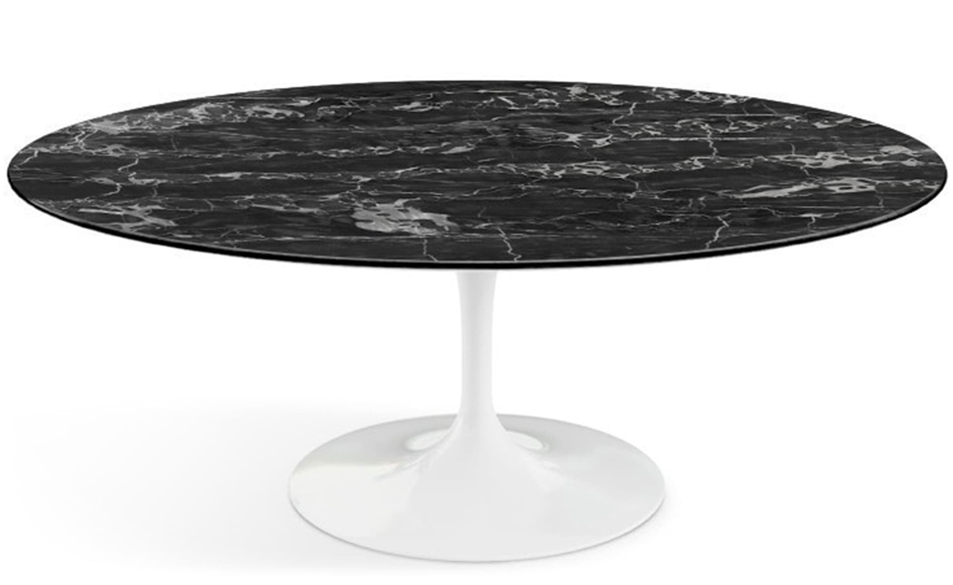 saarinen coffee table - 42" oval / high gloss - white / polished marble - portoro