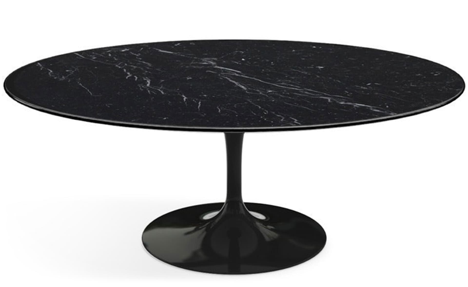 saarinen coffee table - 42" oval / high gloss - black / satin marble - nero marquina
