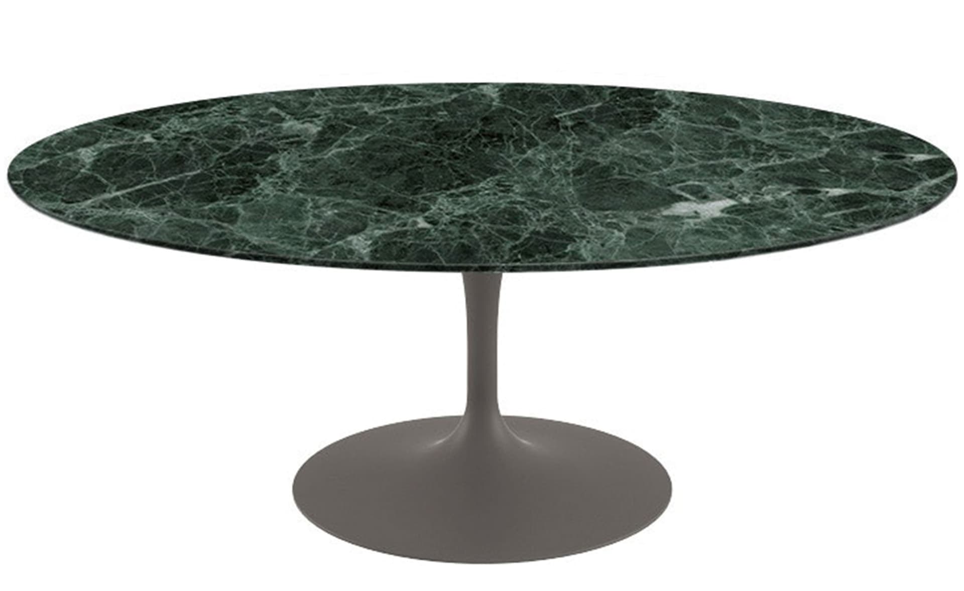 saarinen coffee table - 42" oval / satin - grey / polished marble - verde alpi