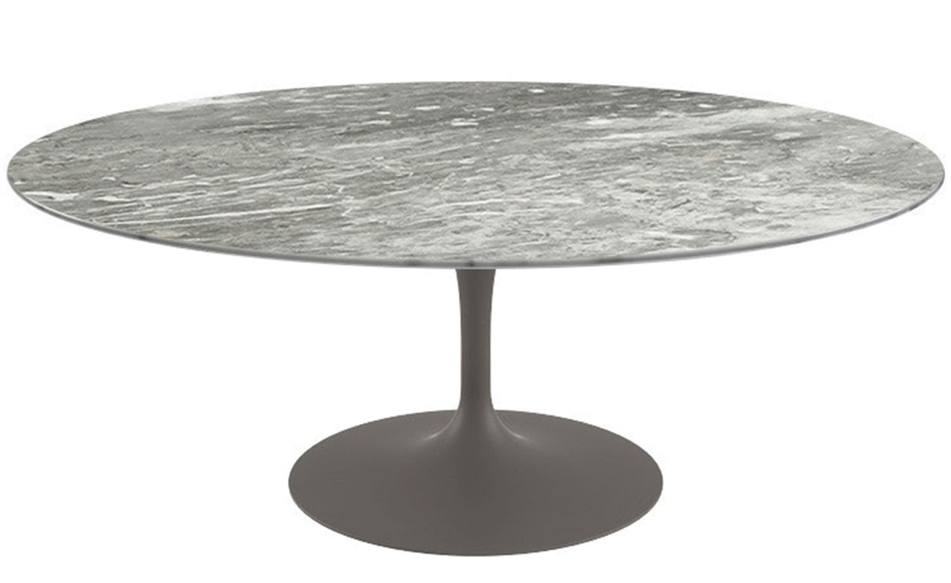 saarinen coffee table - 42" oval / satin - grey / satin marble - grey