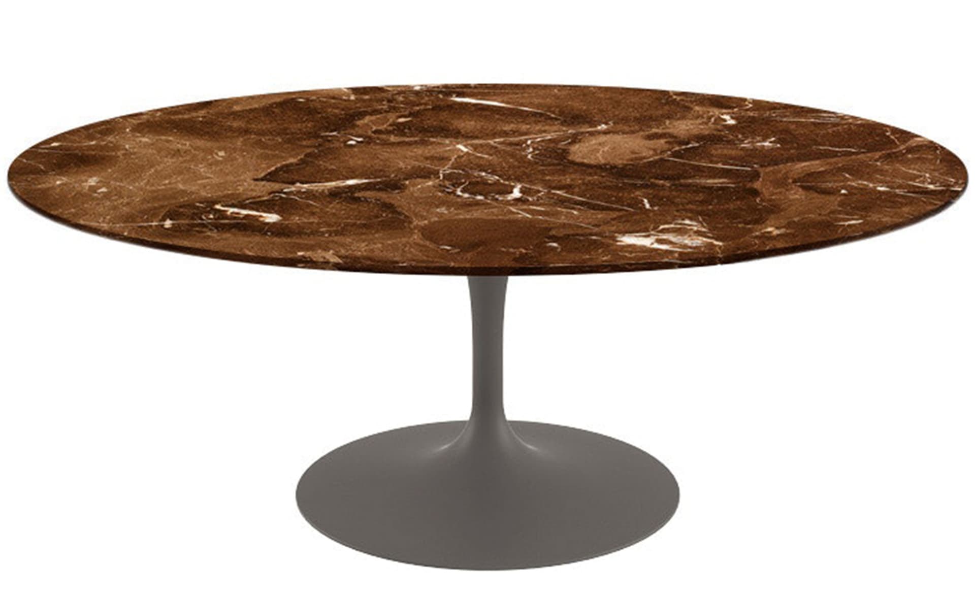 saarinen coffee table - 42" oval / satin - grey / satin marble - espresso