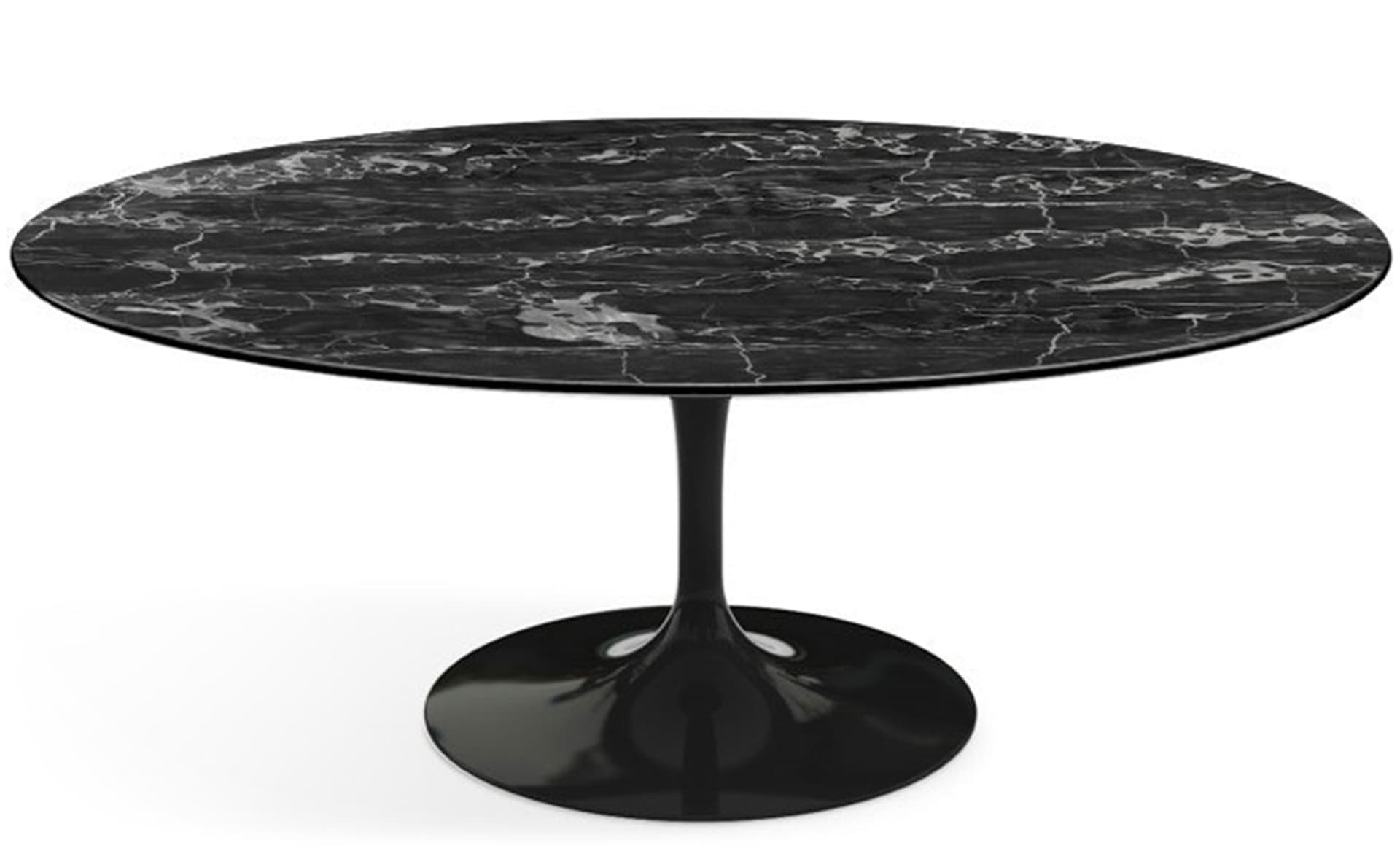 saarinen coffee table - 42" oval / high gloss - black / polished marble - portoro
