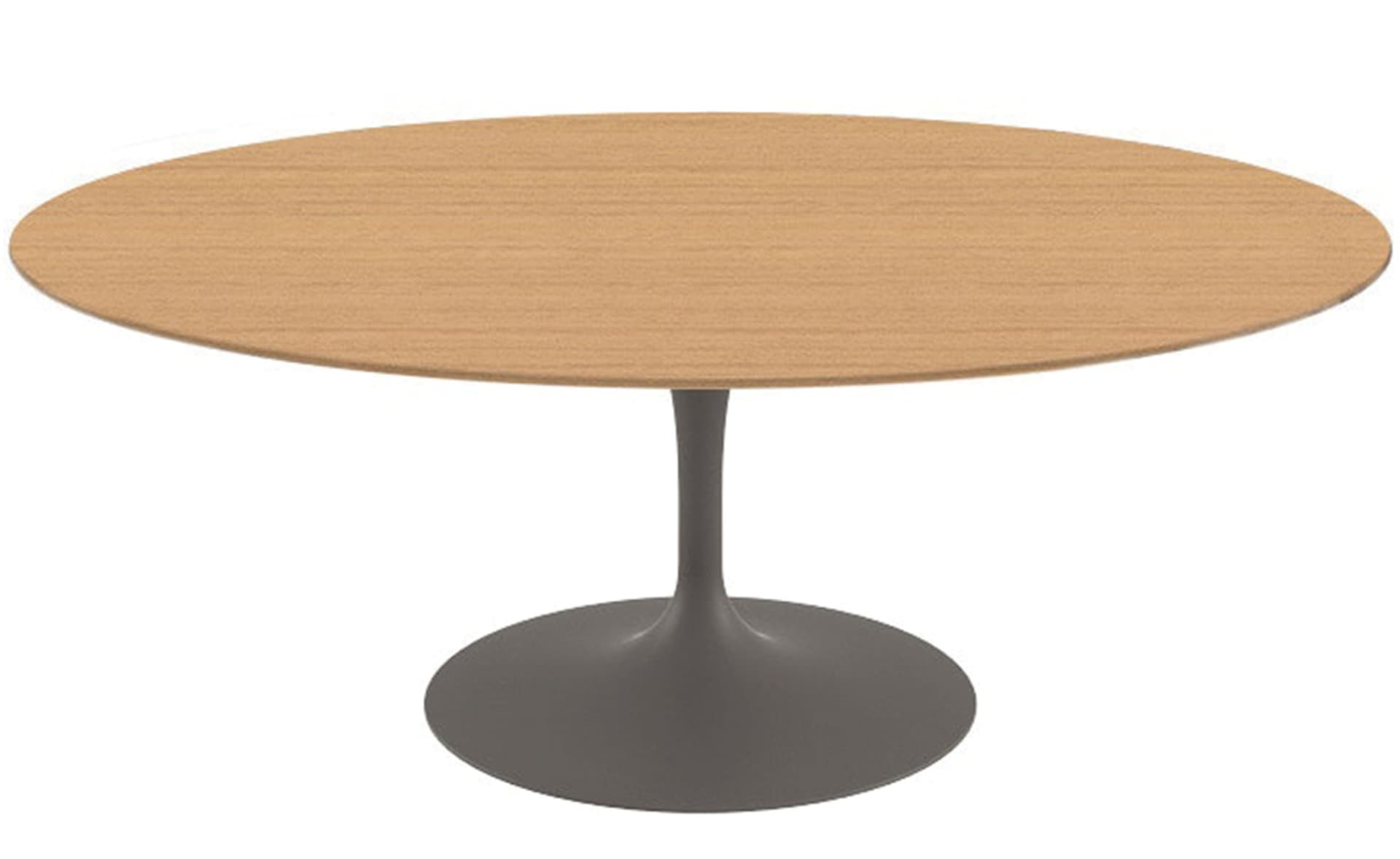 saarinen coffee table - 42" oval / satin - grey / veneer - light oak