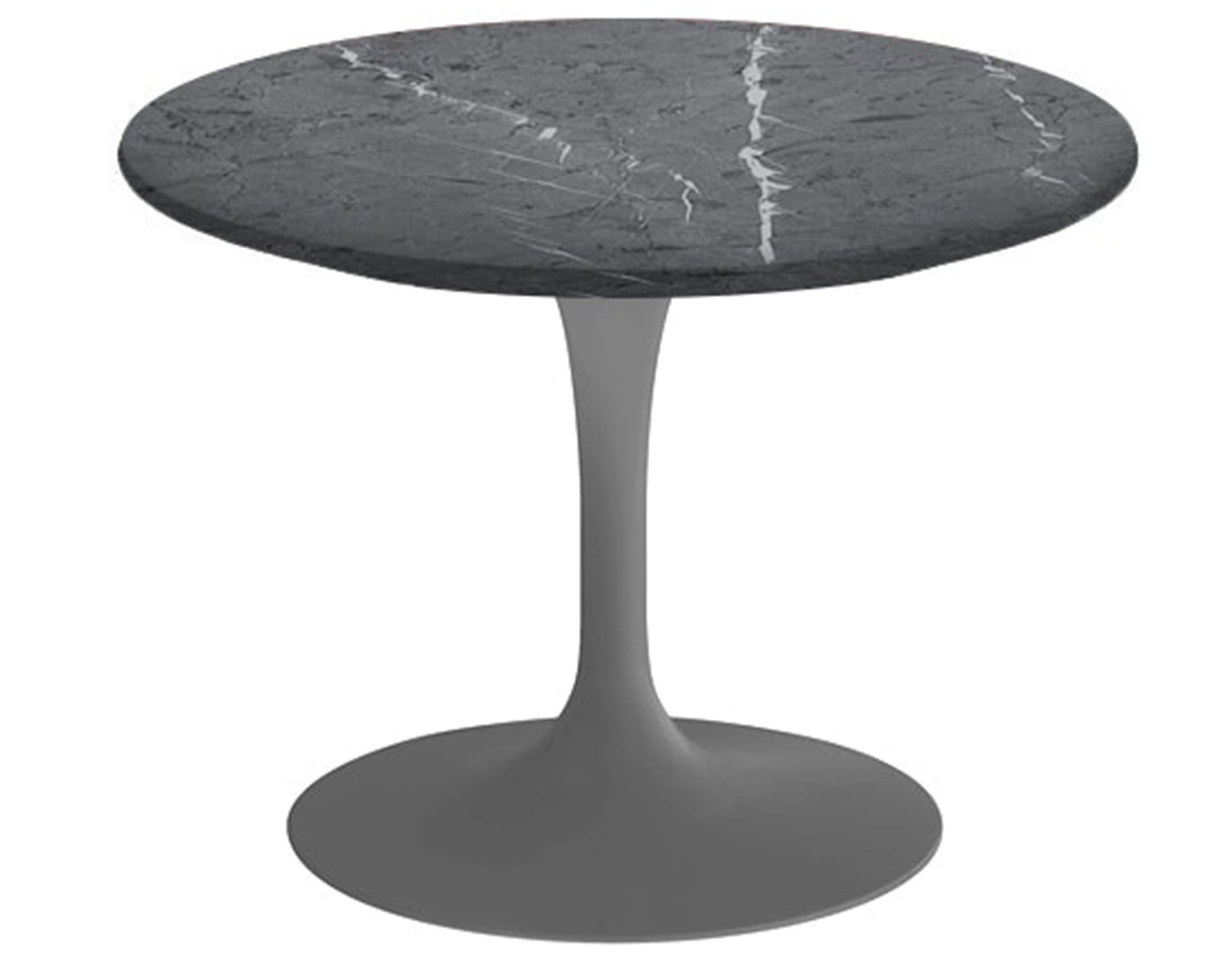 saarinen coffee table - 20" round / satin - grey / polished marble - grigio marquina