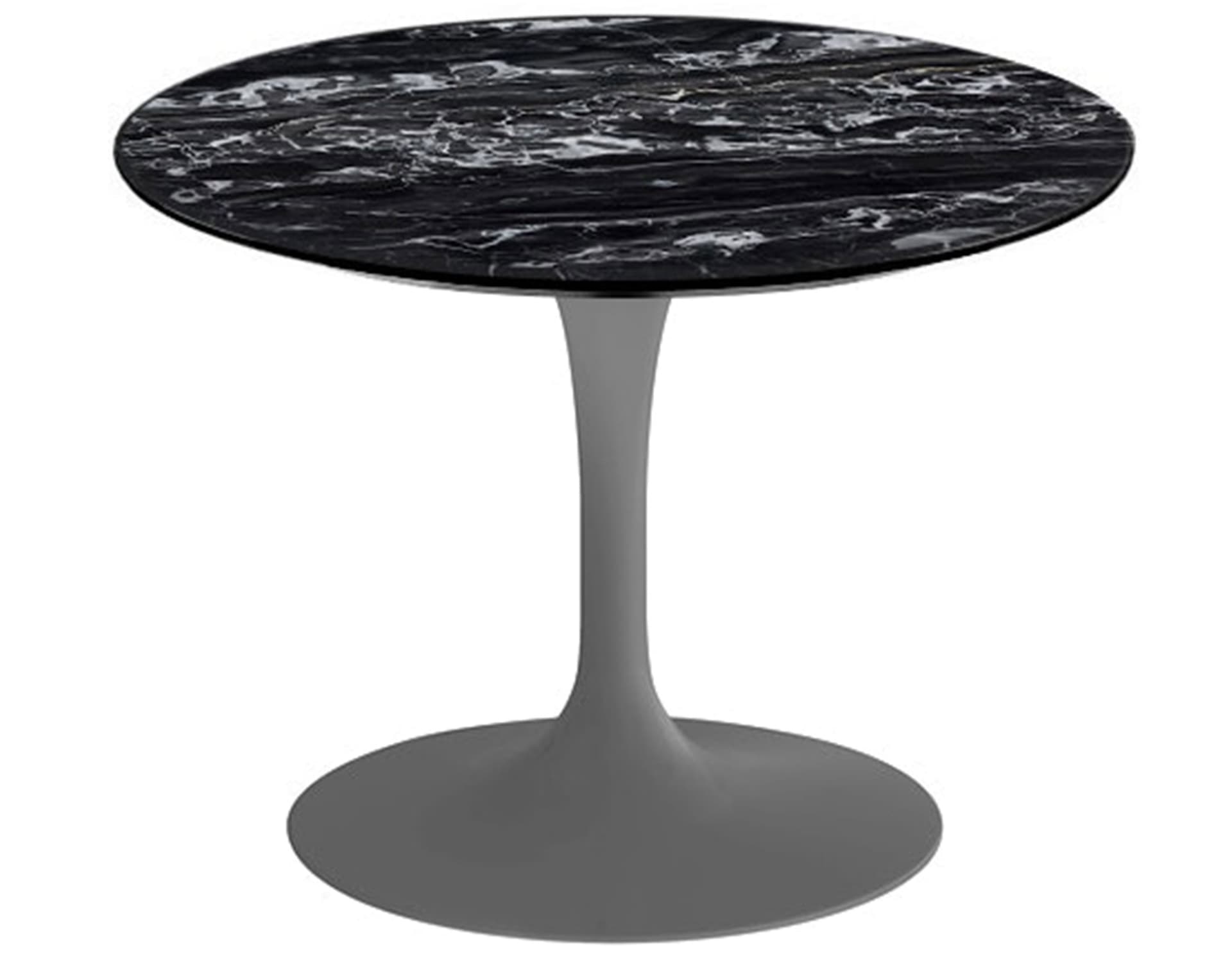 saarinen coffee table - 20" round / satin - grey / polished marble - portoro