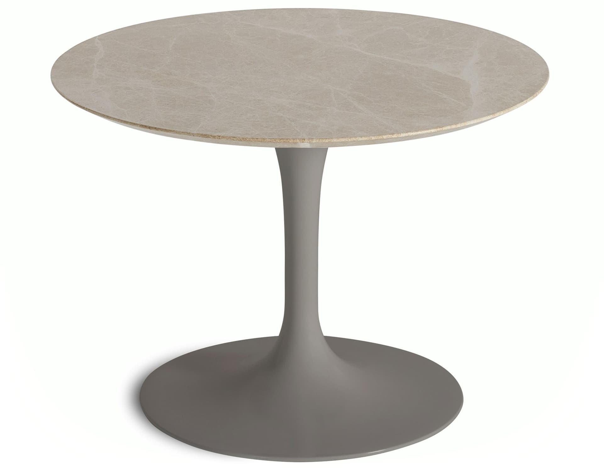 saarinen coffee table - 20" round / satin - grey / polished marble - emperador light