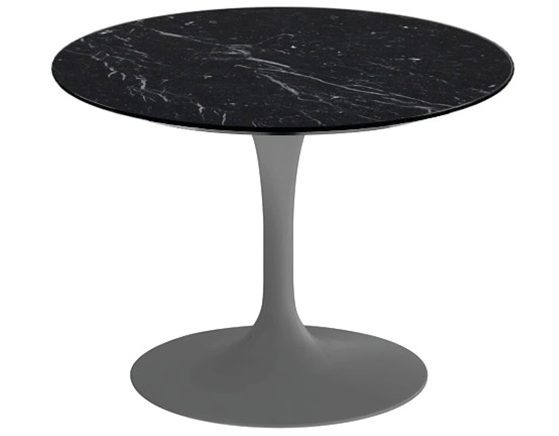 saarinen coffee table - 20" round / satin - grey / satin marble - nero marquina
