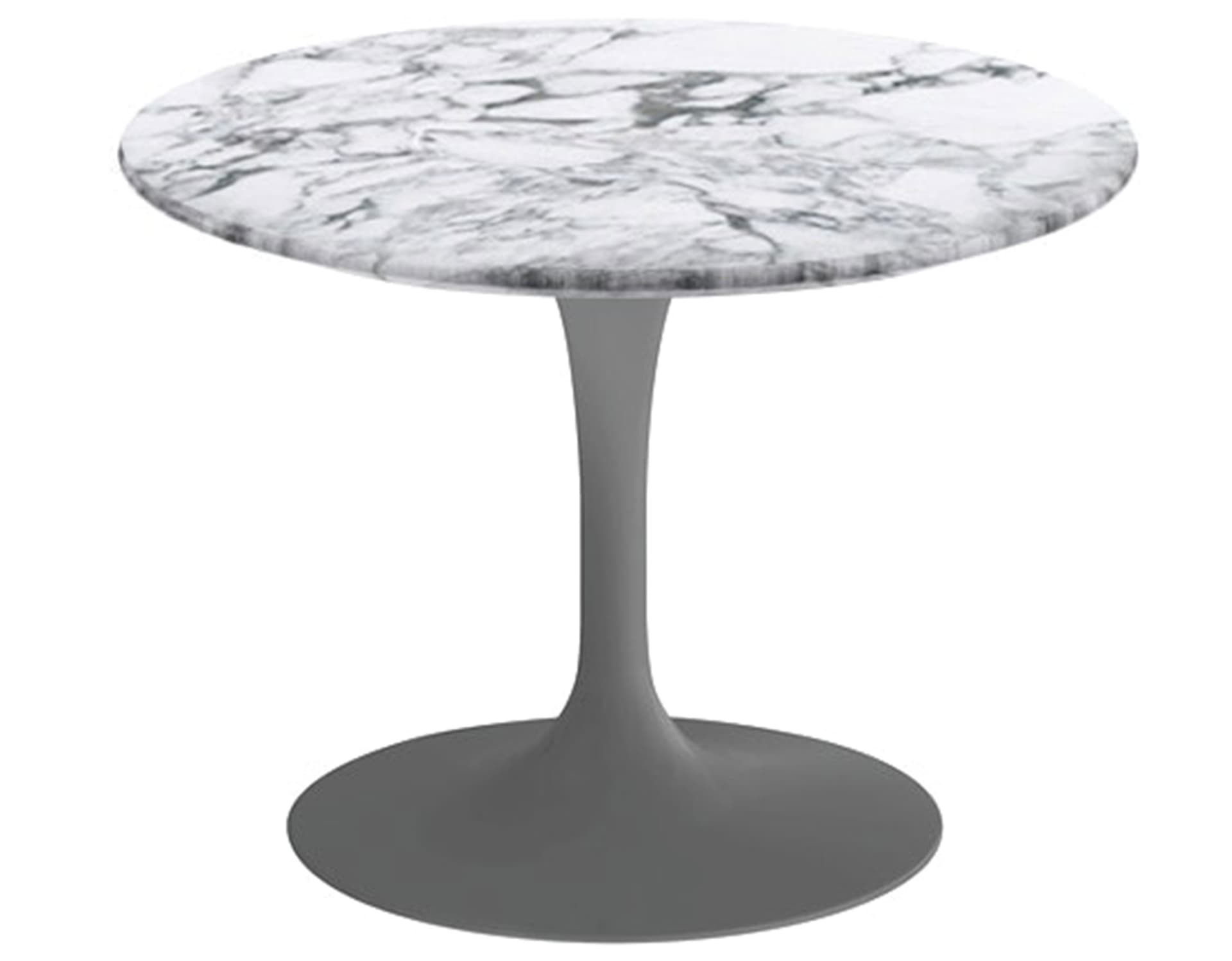 saarinen coffee table - 20" round / satin - grey / satin marble - arabescato