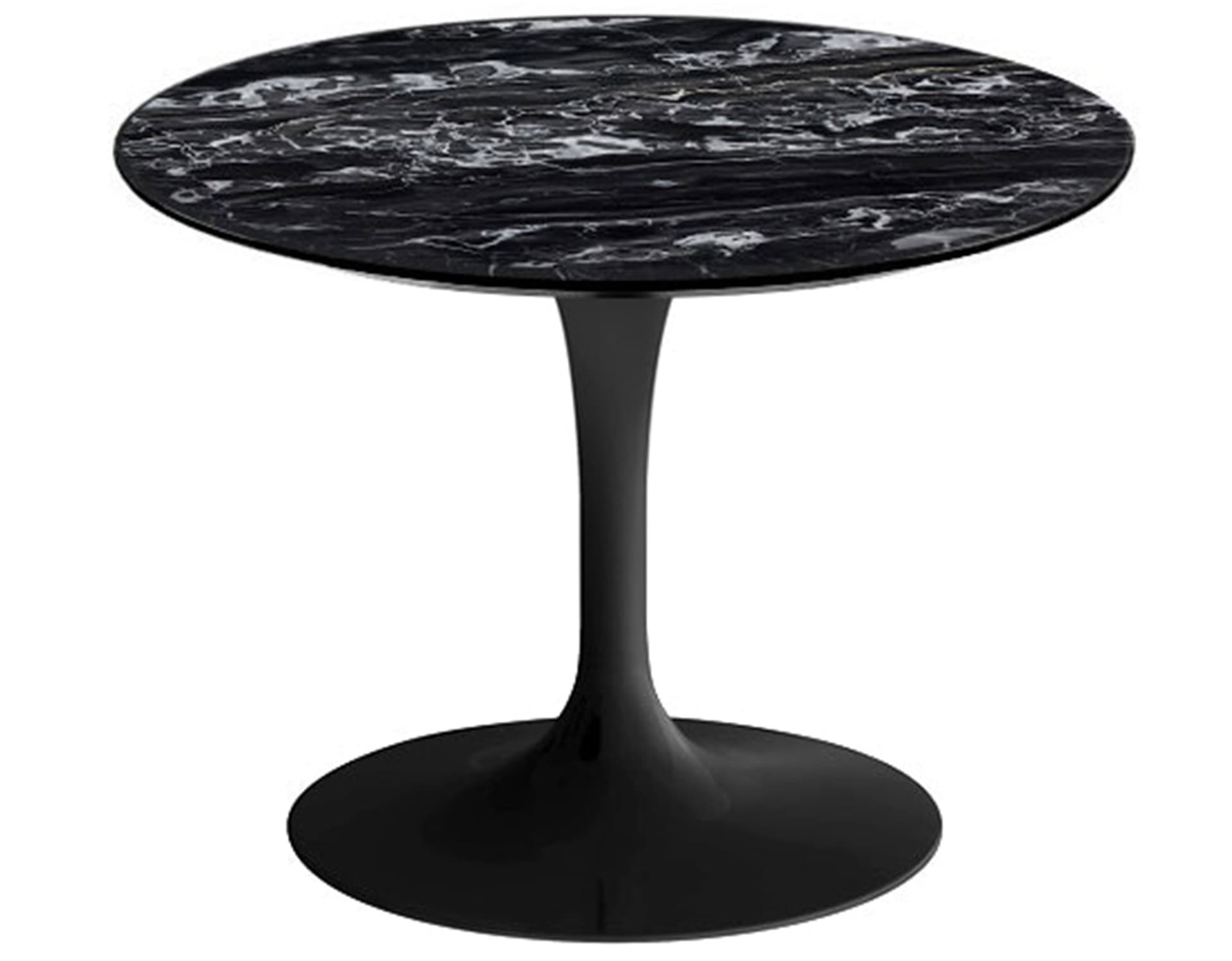 saarinen coffee table - 20" round / high gloss - black / satin marble - portoro
