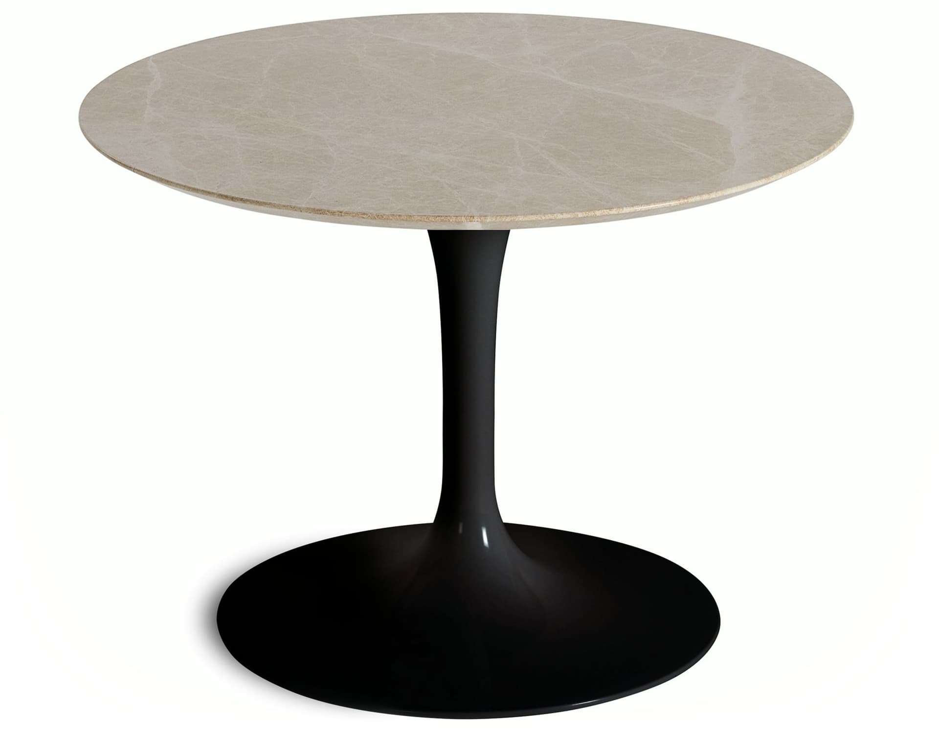 saarinen coffee table - 20" round / high gloss - black / satin marble - emperador light