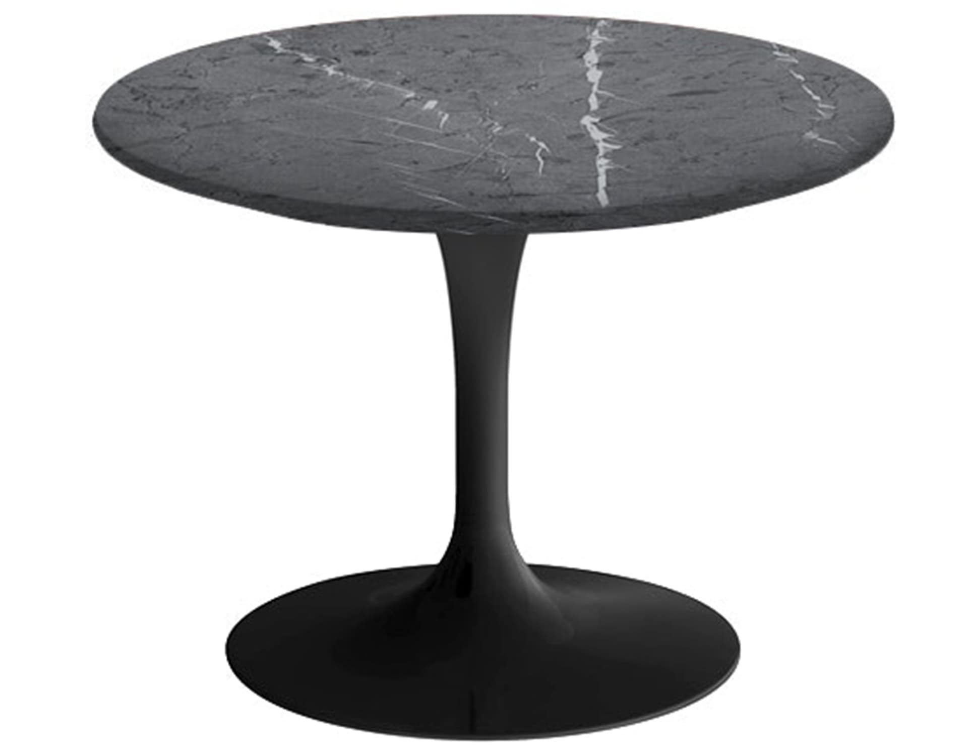 saarinen coffee table - 20" round / high gloss - black / satin marble - grigio marquina