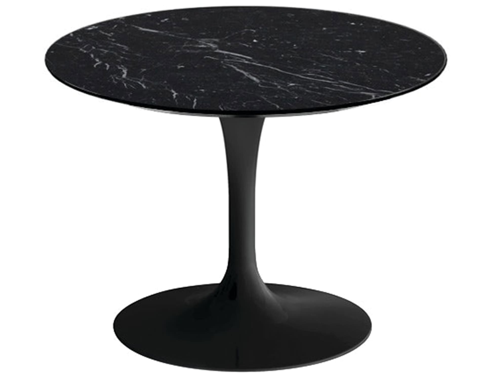 saarinen coffee table - 20" round / high gloss - black / satin marble - nero marquina
