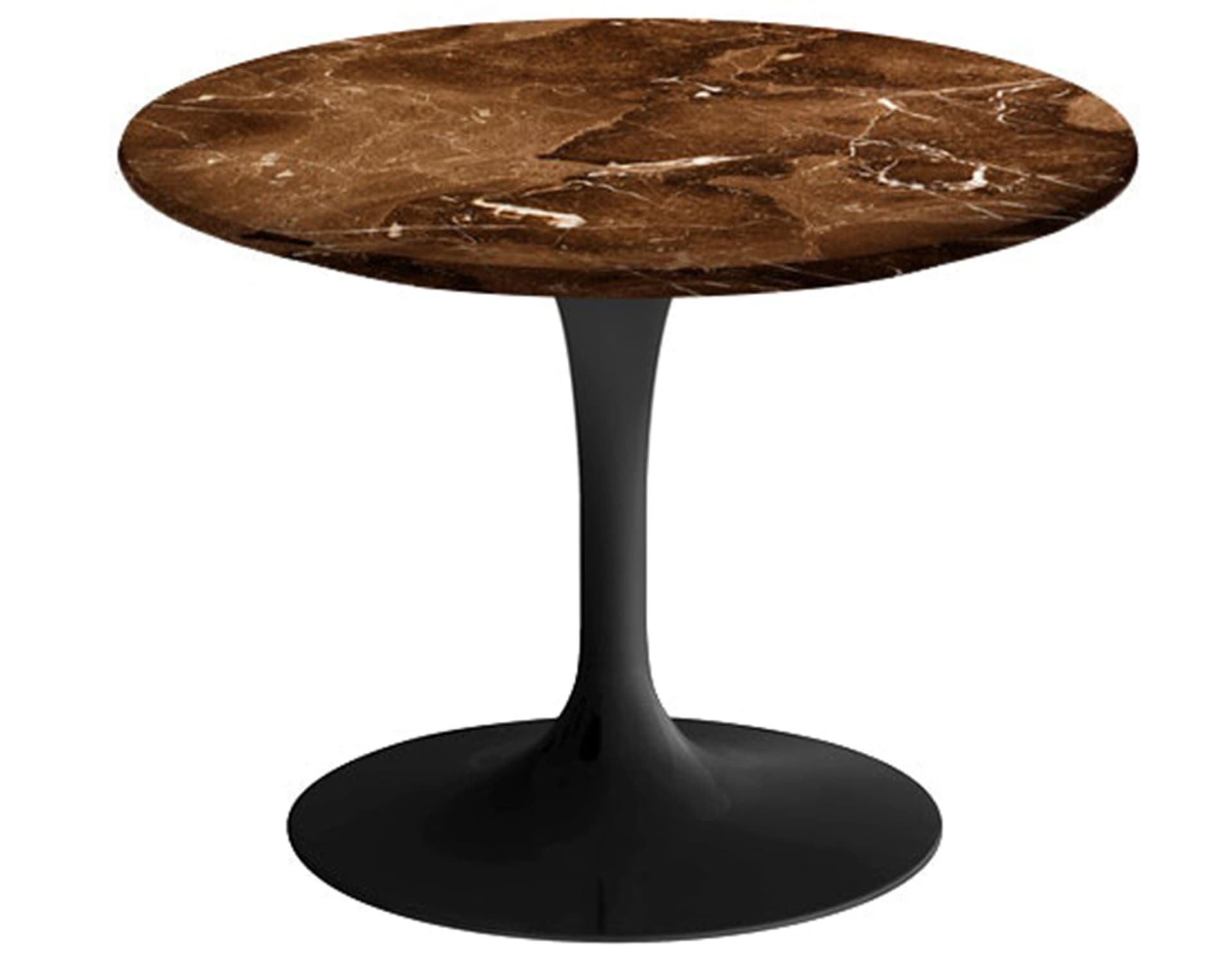 saarinen coffee table - 20" round / high gloss - black / satin marble - espresso