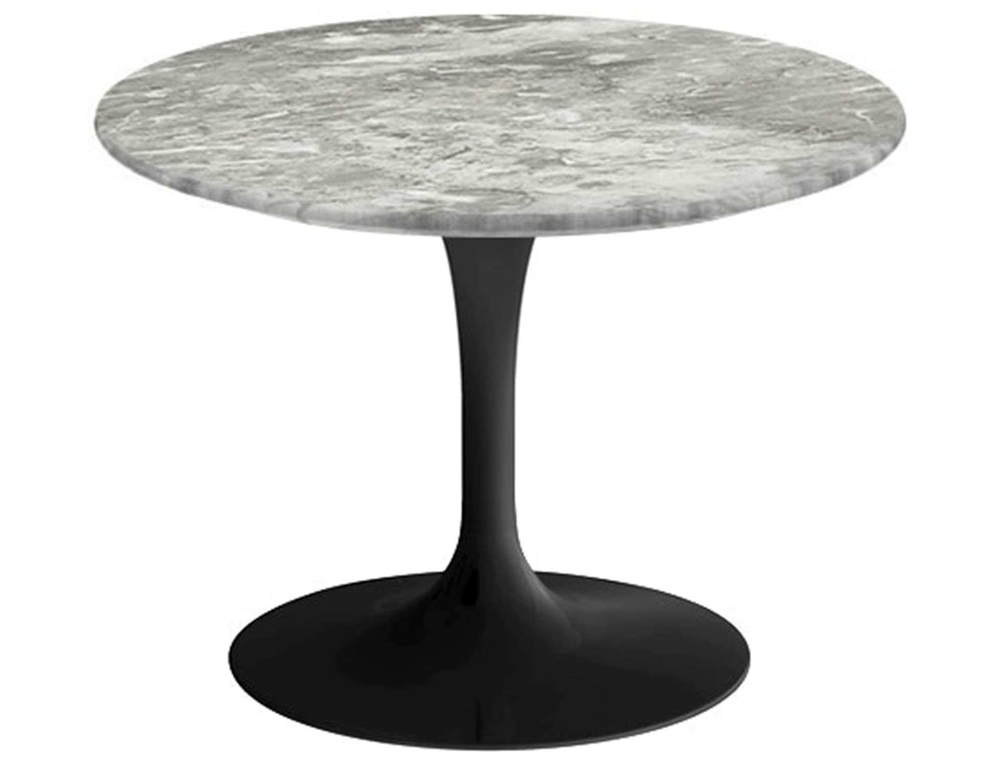 saarinen coffee table - 20" round / high gloss - black / polished marble - grey