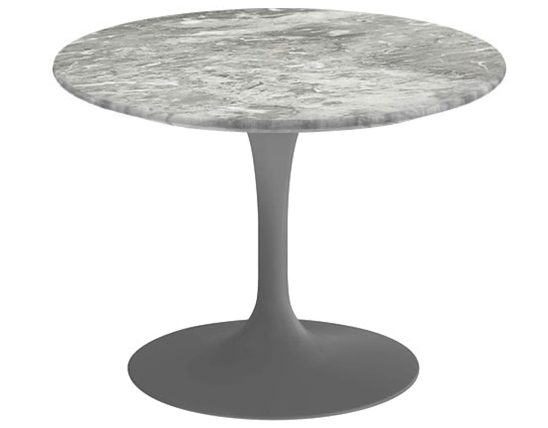 saarinen coffee table - 20" round / satin - grey / satin marble - grey