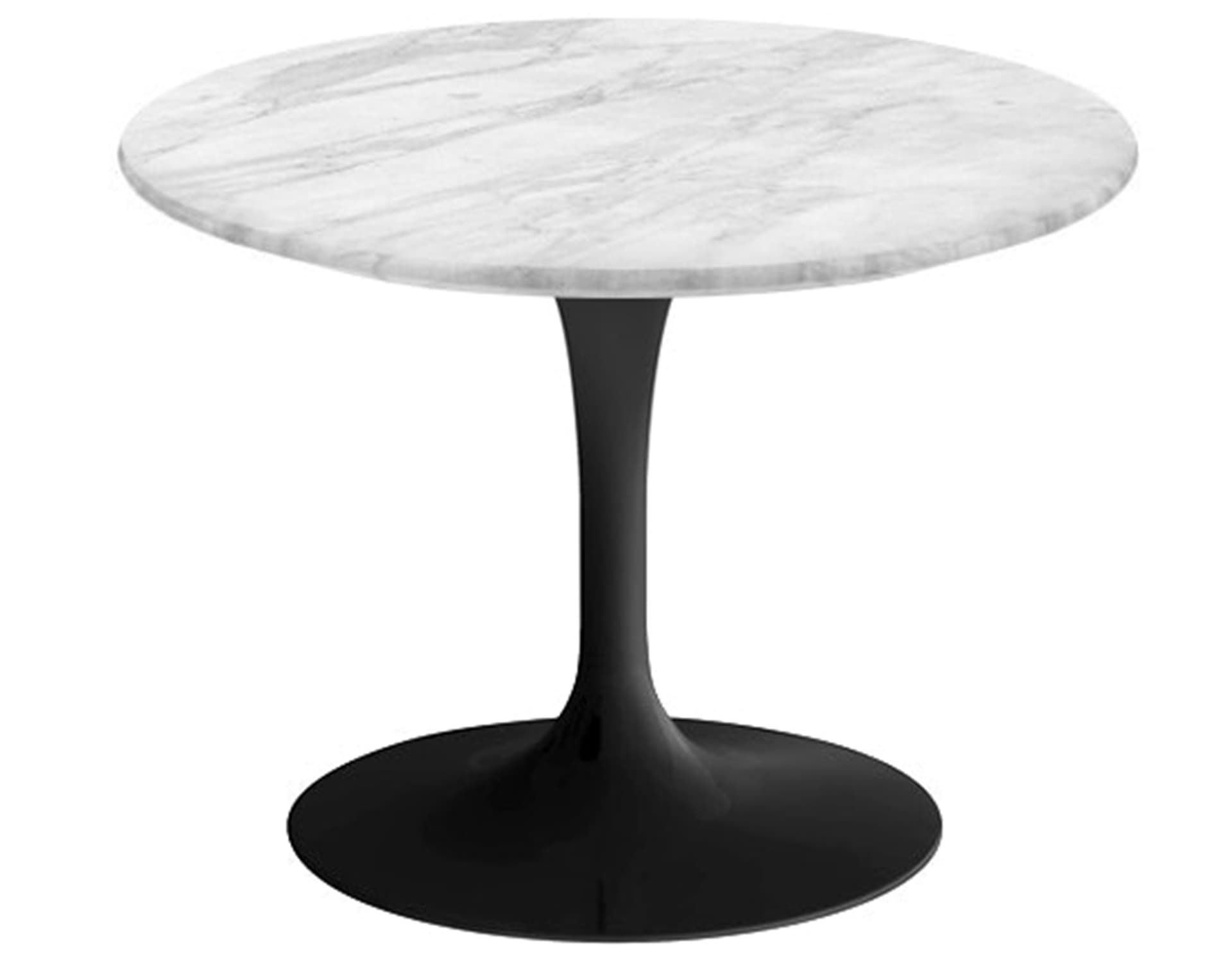 saarinen coffee table - 20" round / high gloss - black / satin marble - carrara