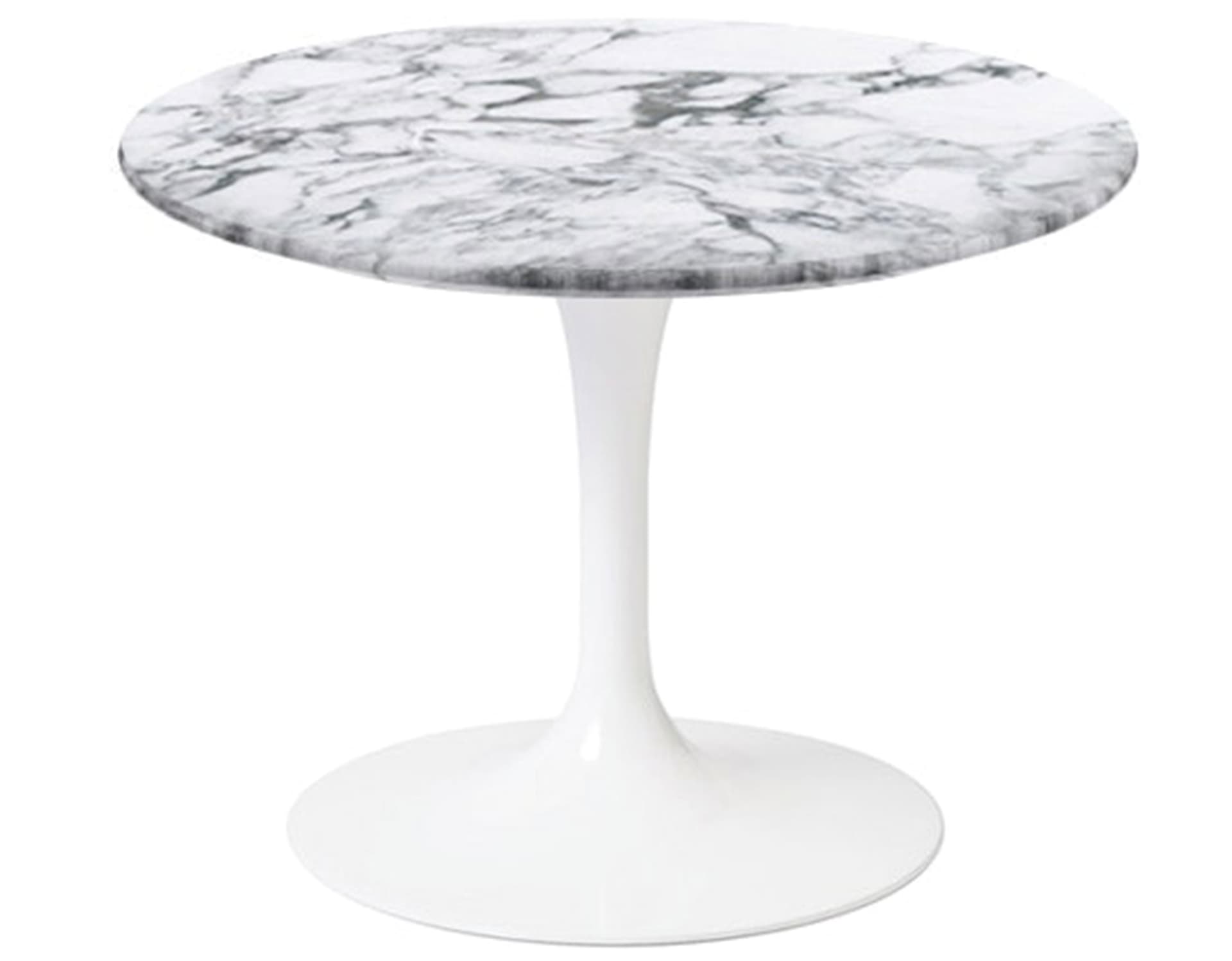 saarinen coffee table - 20" round / high gloss - white / polished marble - arabescato